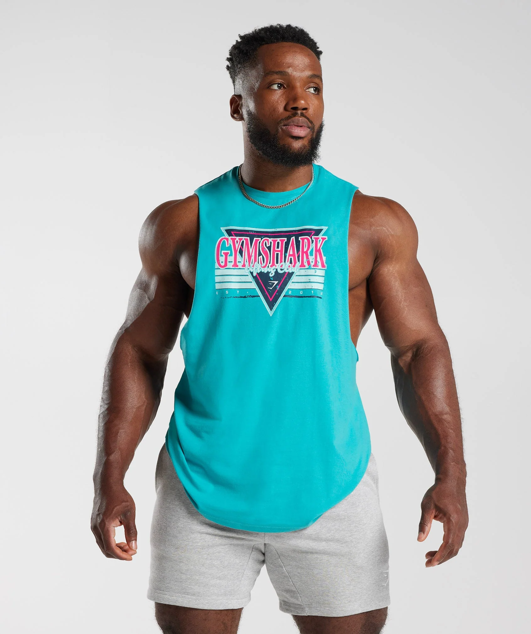Gymshark Retrowave Drop Arm Tank - Aegean Blue