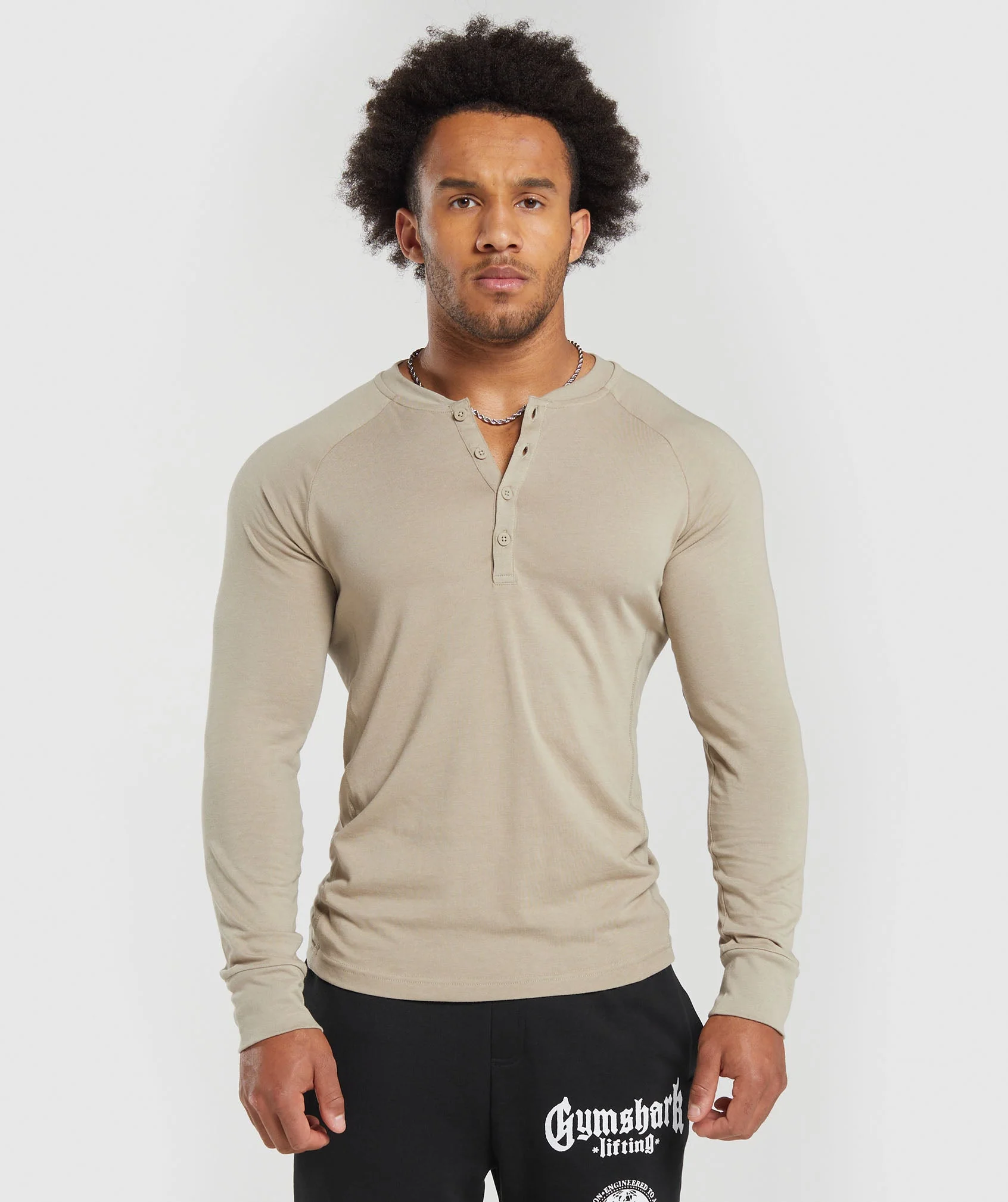 Gymshark Rest Day Essentials Henley - Sand Brown