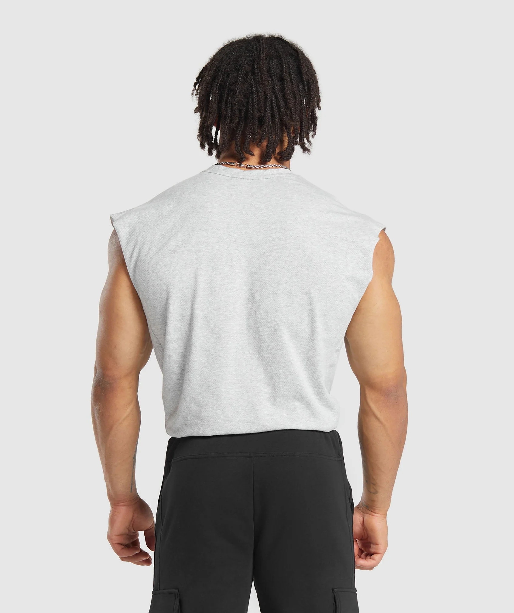 Gymshark React Cut Off Tank - Light Grey Core Marl