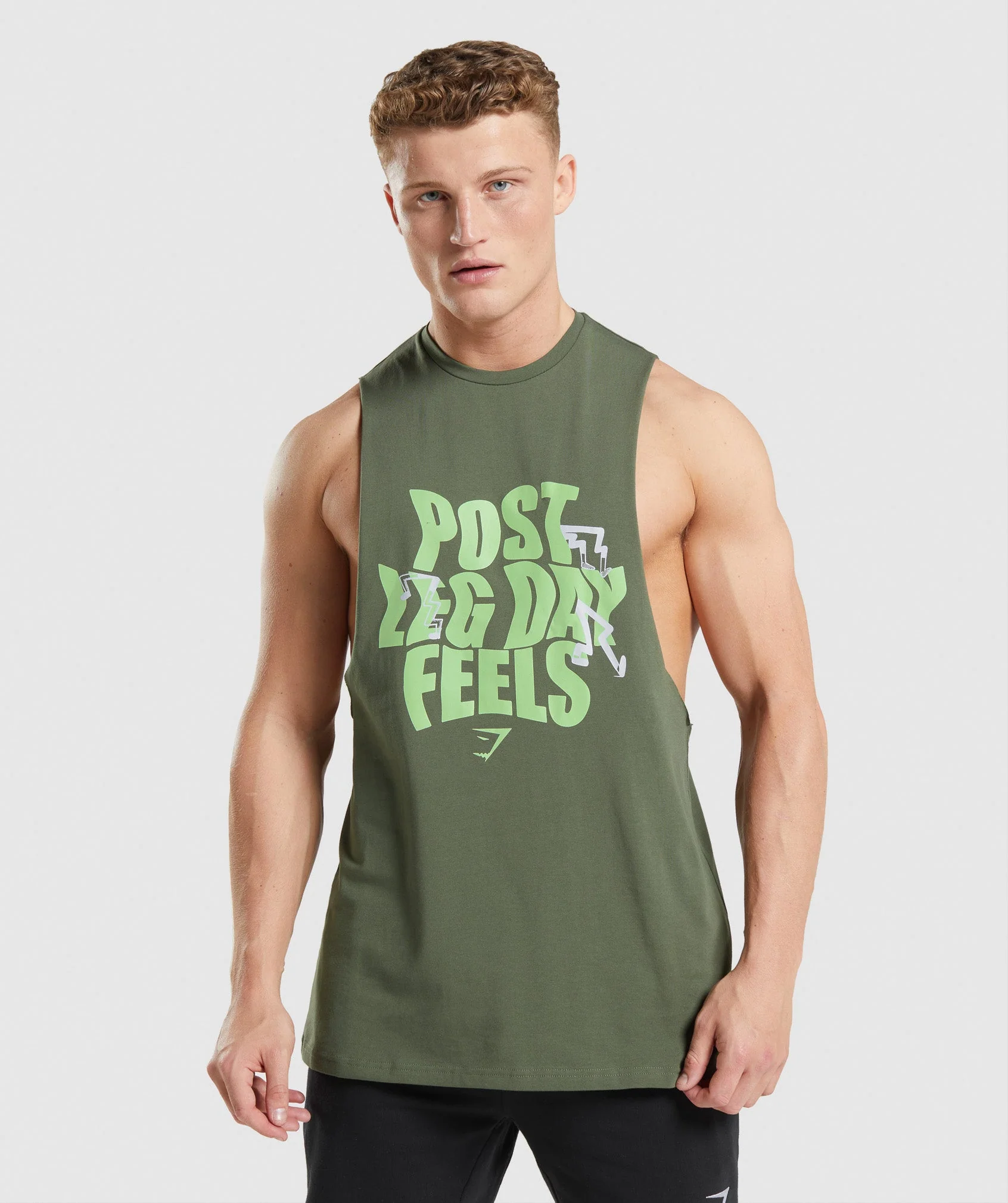 Gymshark Leg Day Drop Arm Tank - Core Olive