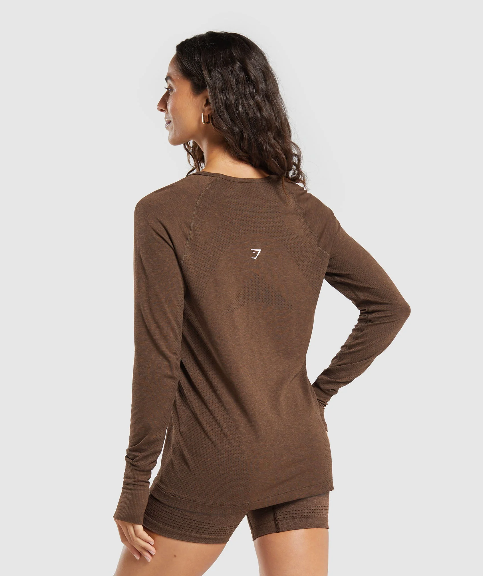 Gymshark Vital Seamless Light Long Sleeve Top - Espresso Marl
