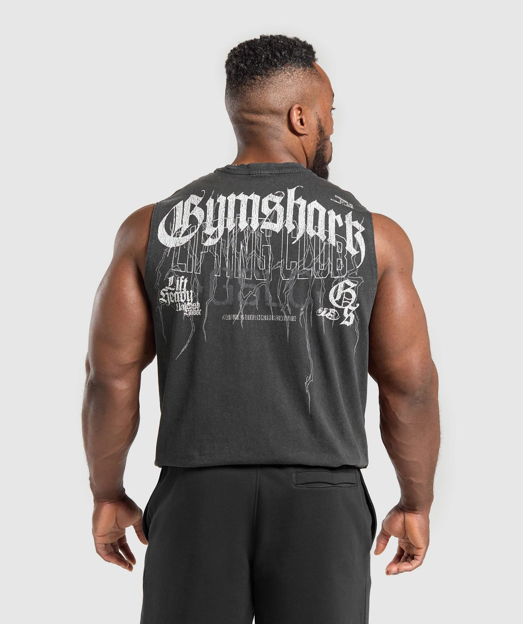Gymshark Distressed Graphic Tank - Black Acid Wash