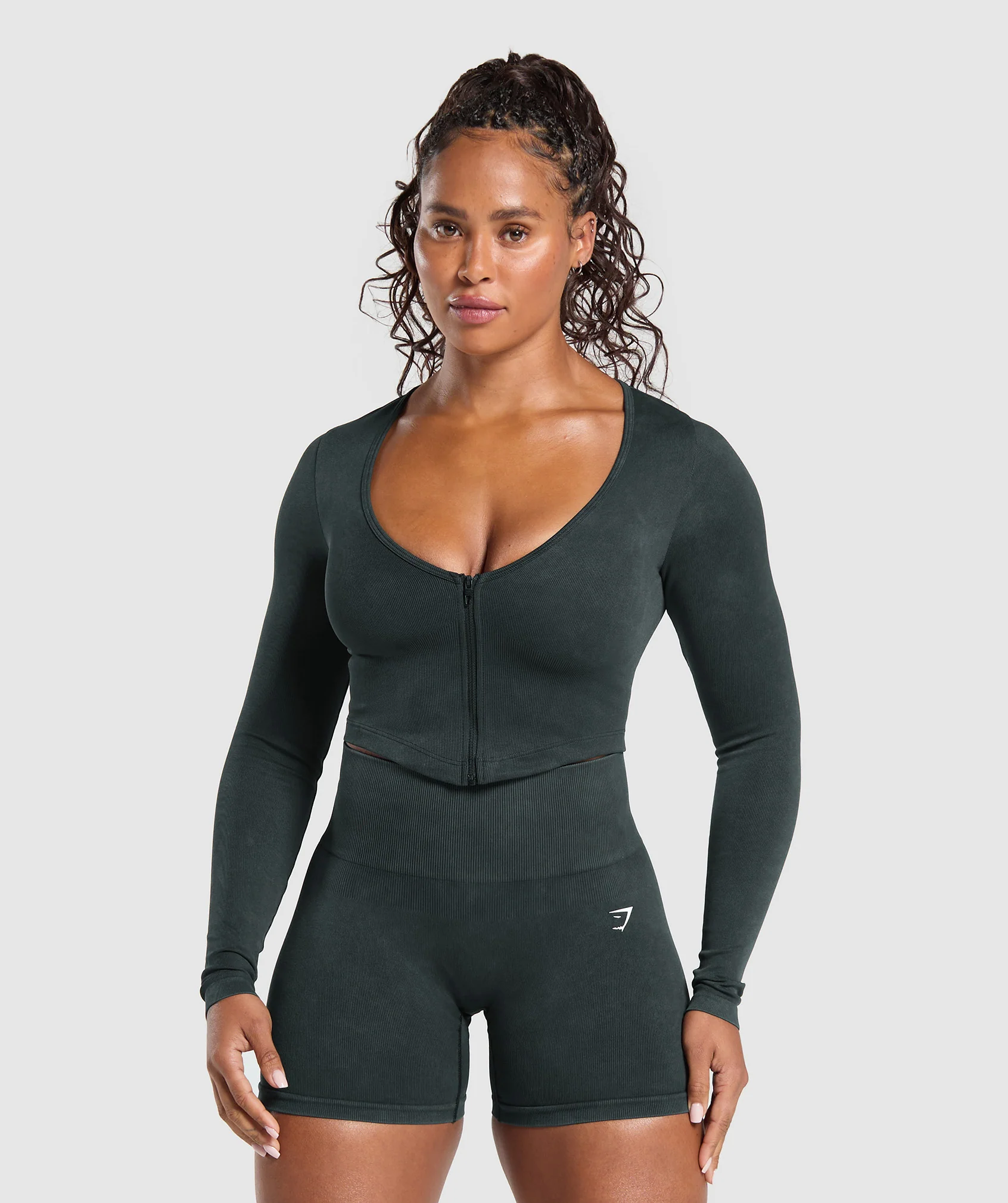 Gymshark Gains Seamless Washed Zip Up Jacket - Black