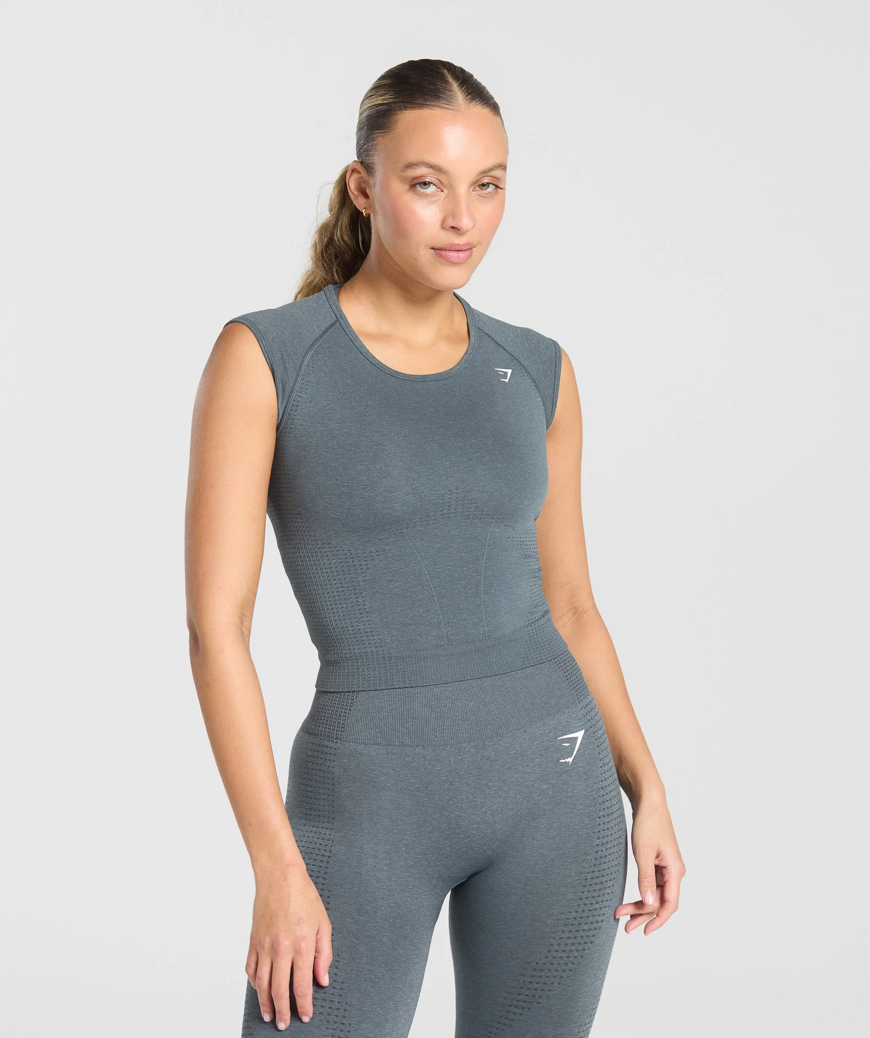 Gymshark Vital Seamless Scoop Neck Top - Strong Grey Marl