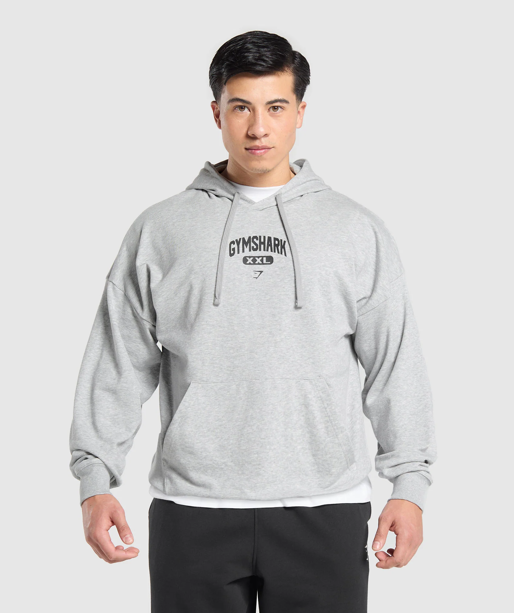 Gymshark XXL Graphic Hoodie - Light Grey Core Marl