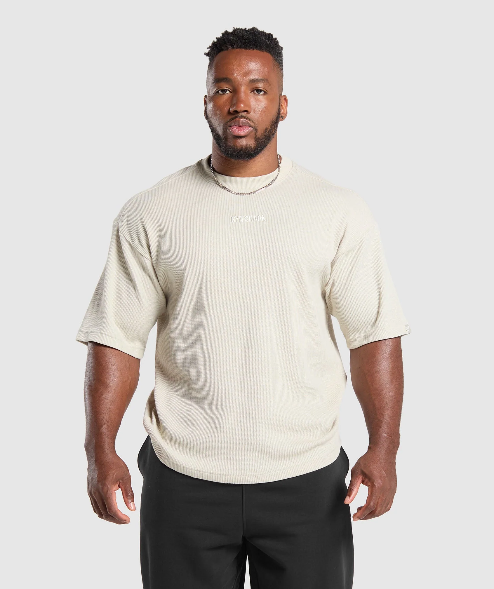 Gymshark Waffle Oversized T-Shirt - Pebble Grey