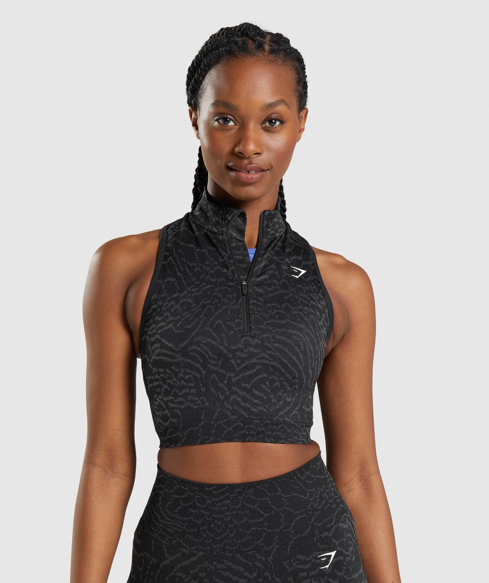 Gymshark Adapt Animal Seamless Crop 1/2 Zip - Hybrid | Black