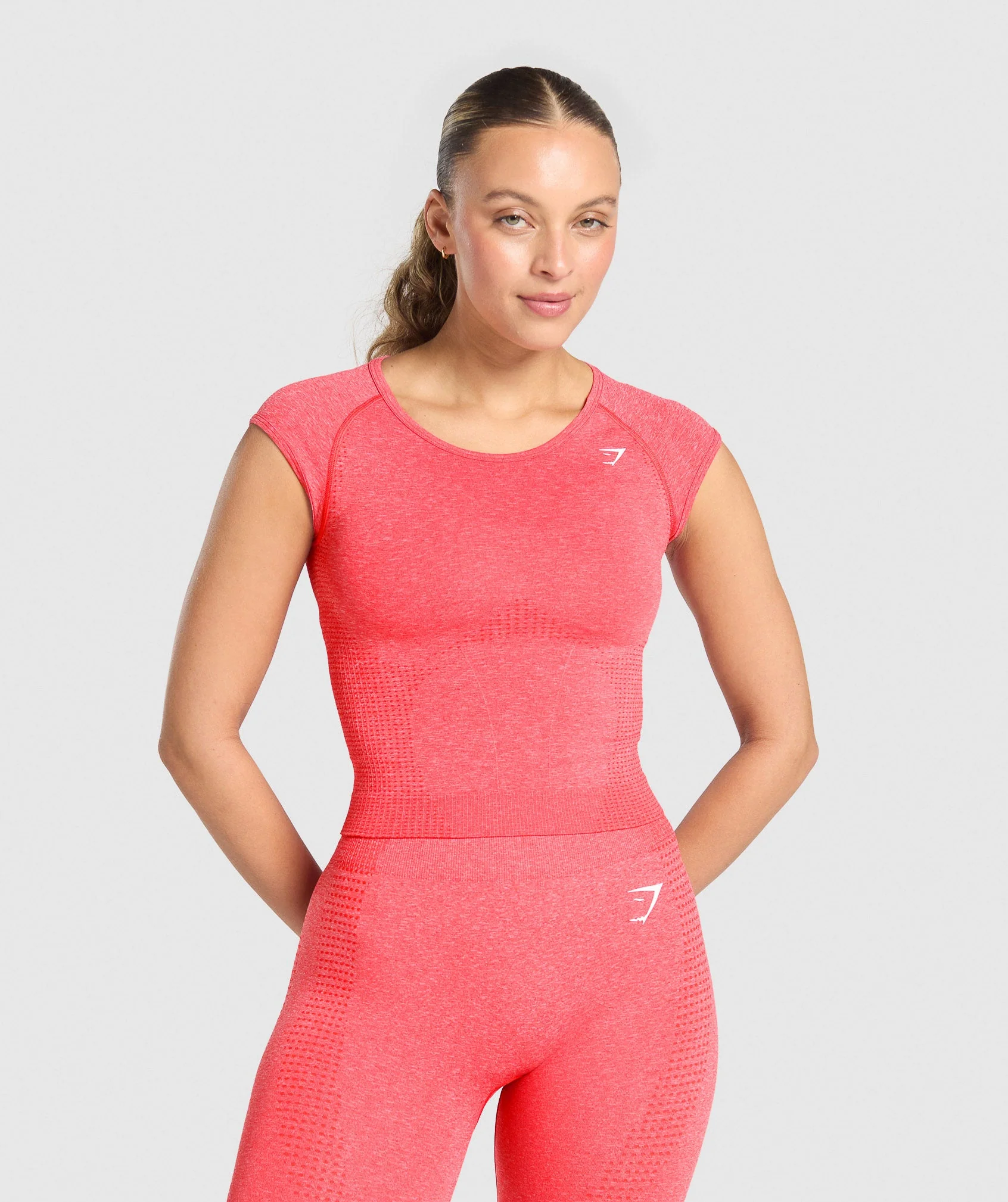 Gymshark Vital Seamless Scoop Neck Top - Coral Red Marl