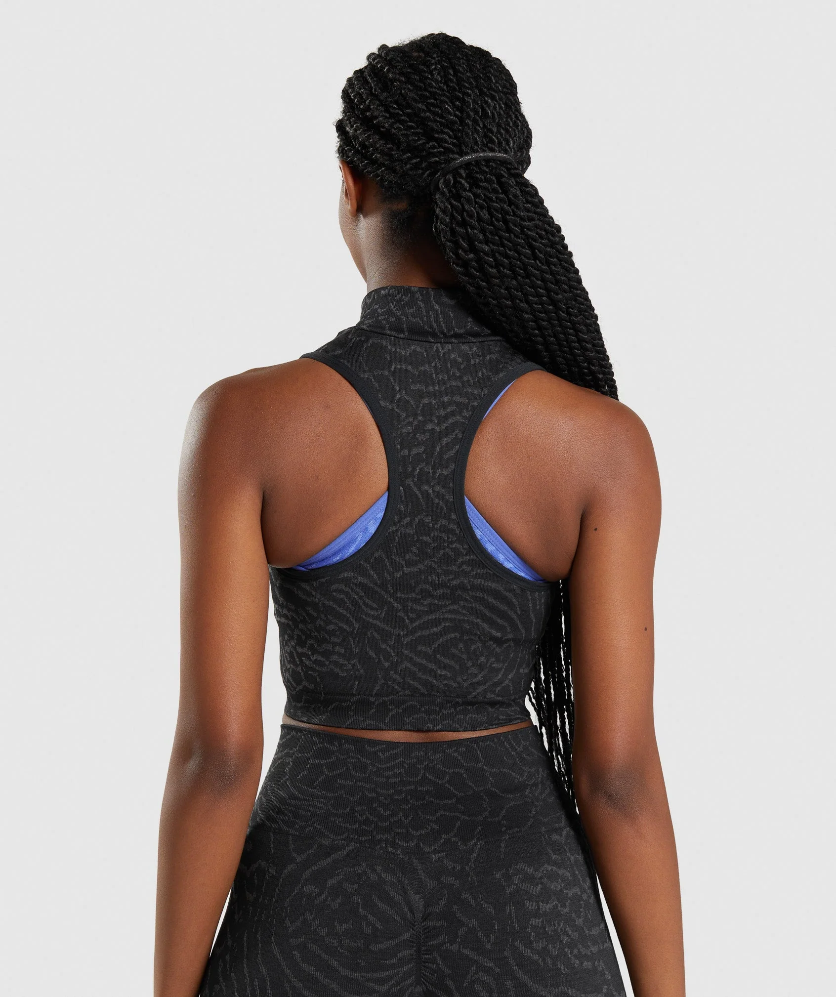 Gymshark Adapt Animal Seamless Crop 1/2 Zip - Hybrid | Black