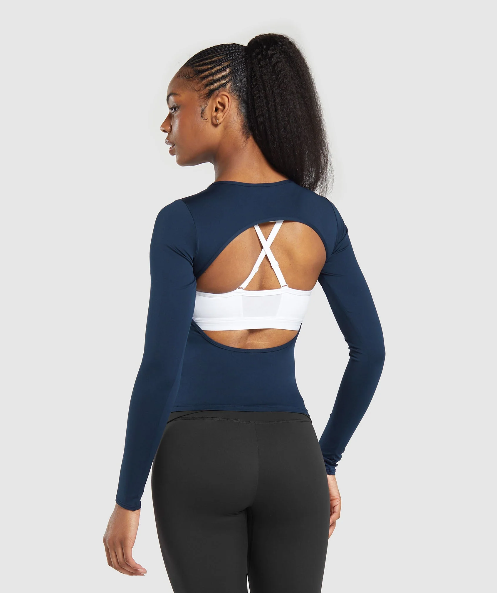 Gymshark Everyday Open Back Long Sleeve Top - Navy