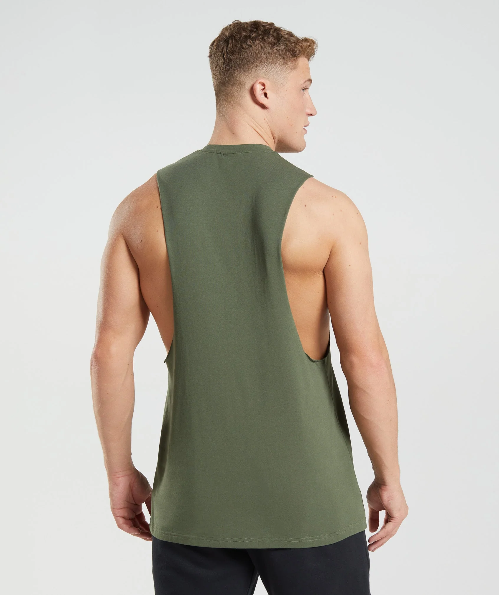 Gymshark Leg Day Drop Arm Tank - Core Olive