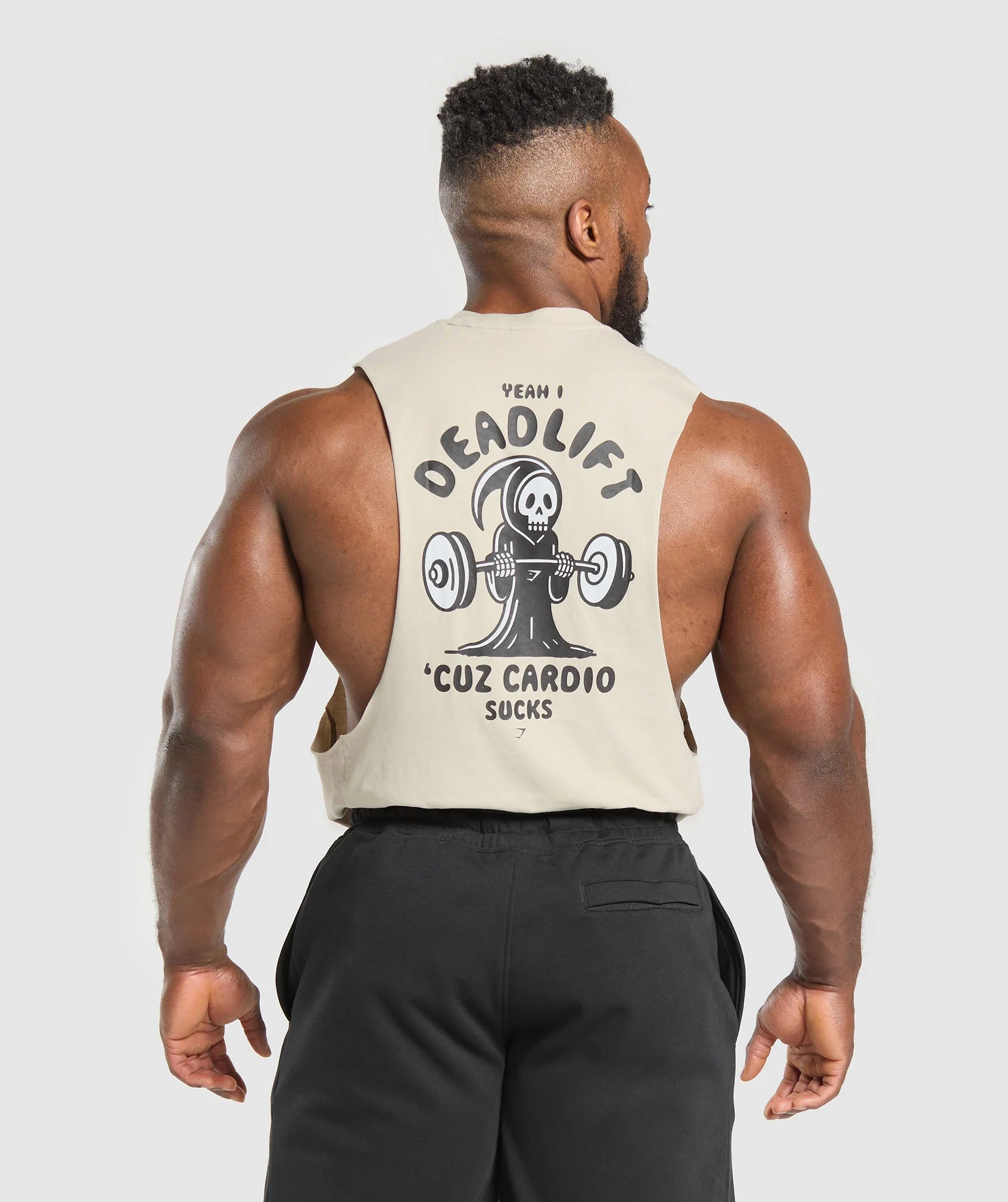 Gymshark Reaper Drop Arm Tank - Pebble Grey