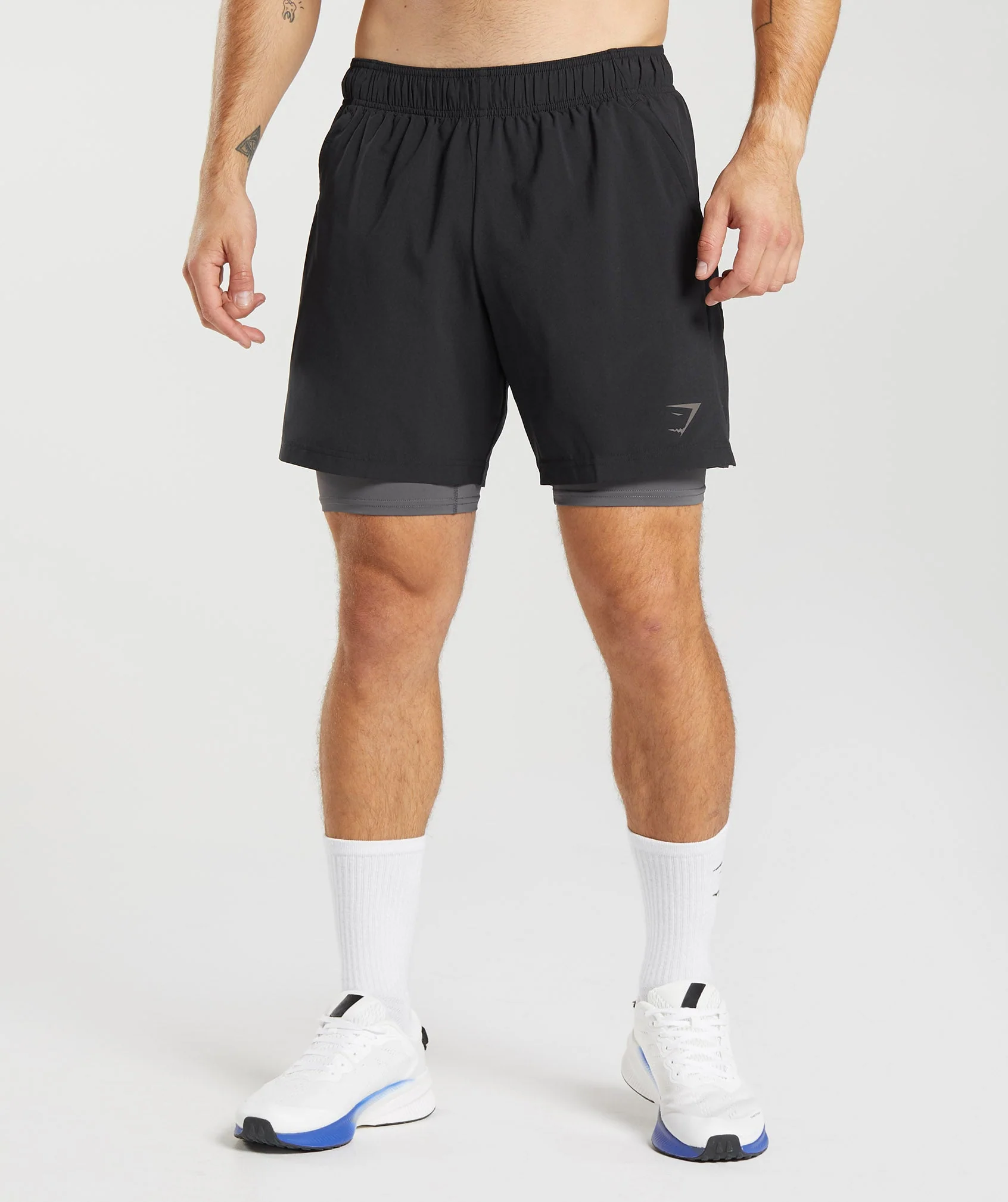 Gymshark Sport 7 2 In 1 Shorts - Black/Silhouette Grey