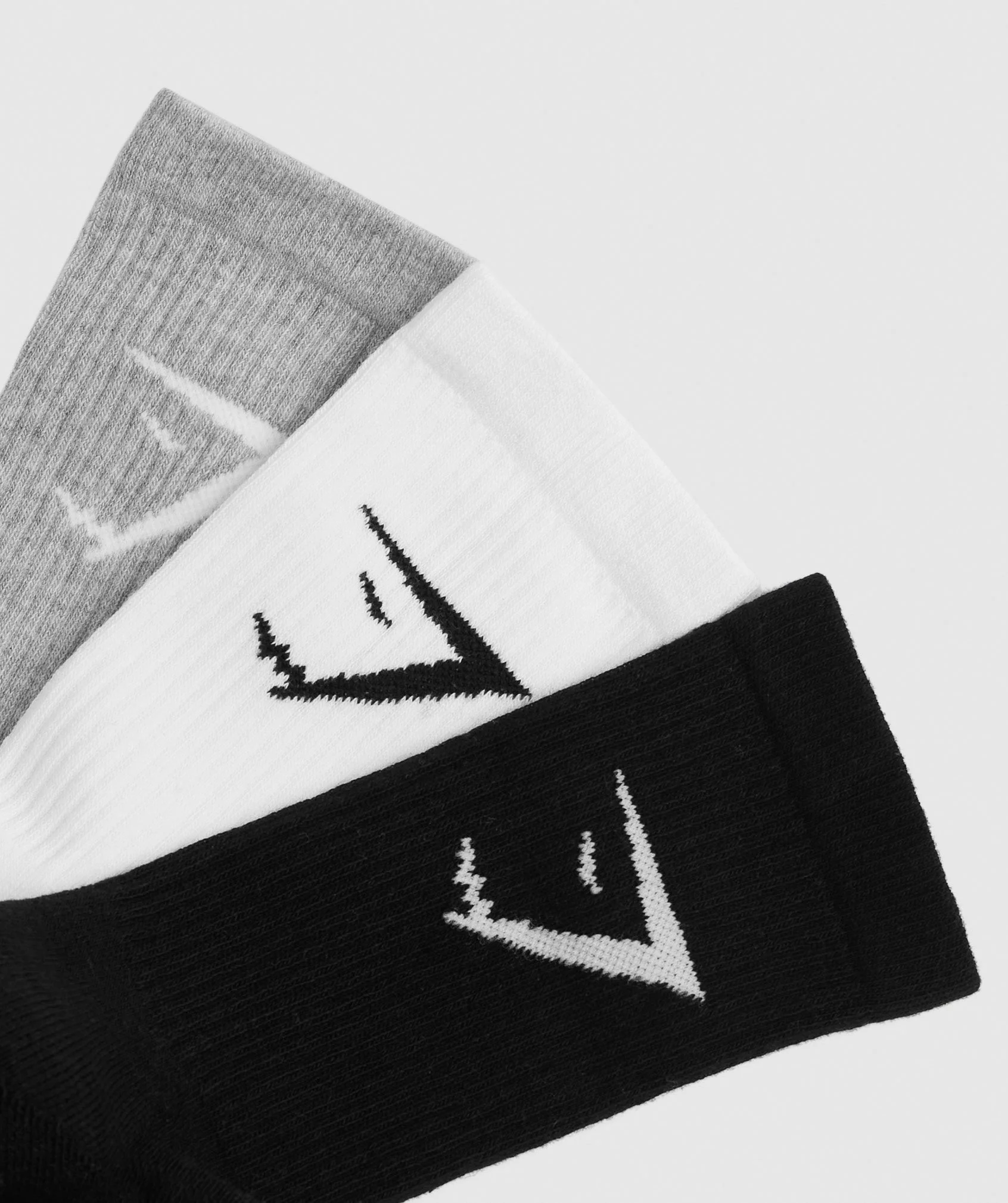 Gymshark Crew Socks 3pk - White/Light Grey Marl/Black