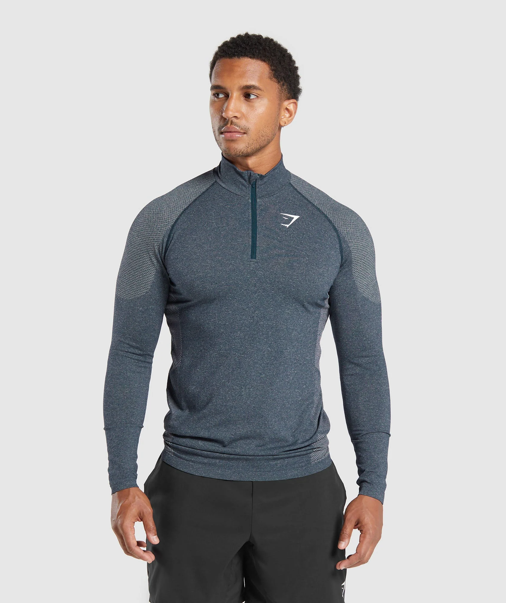 Gymshark Vital Seamless 1/4 Zip - Navy/Light Grey
