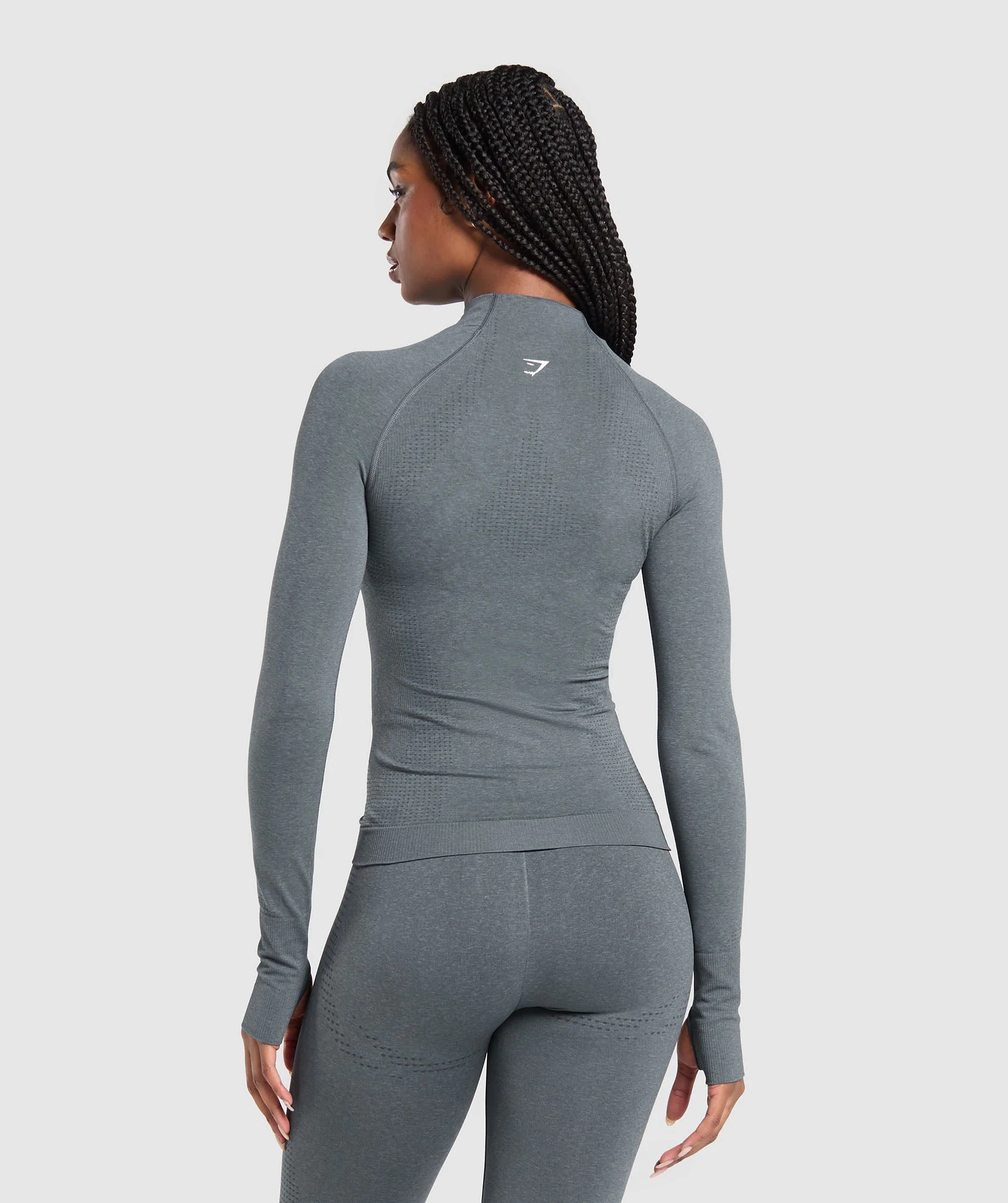 Gymshark Vital Seamless Tight Tracktop - Strong Grey/ Marl