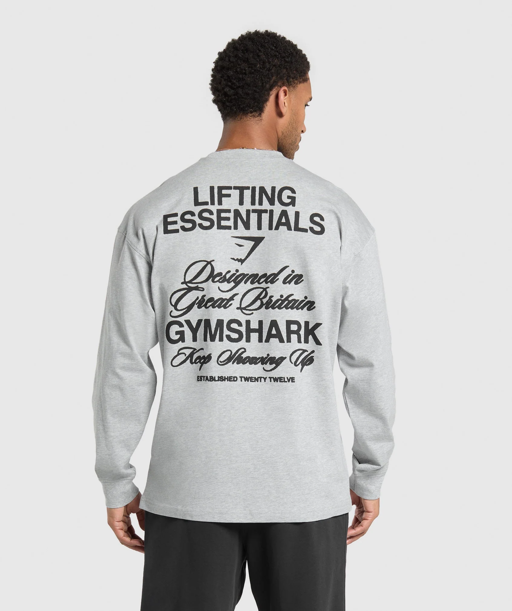 Gymshark EST 2012 Long Sleeve T-Shirt - Light Grey Core Marl
