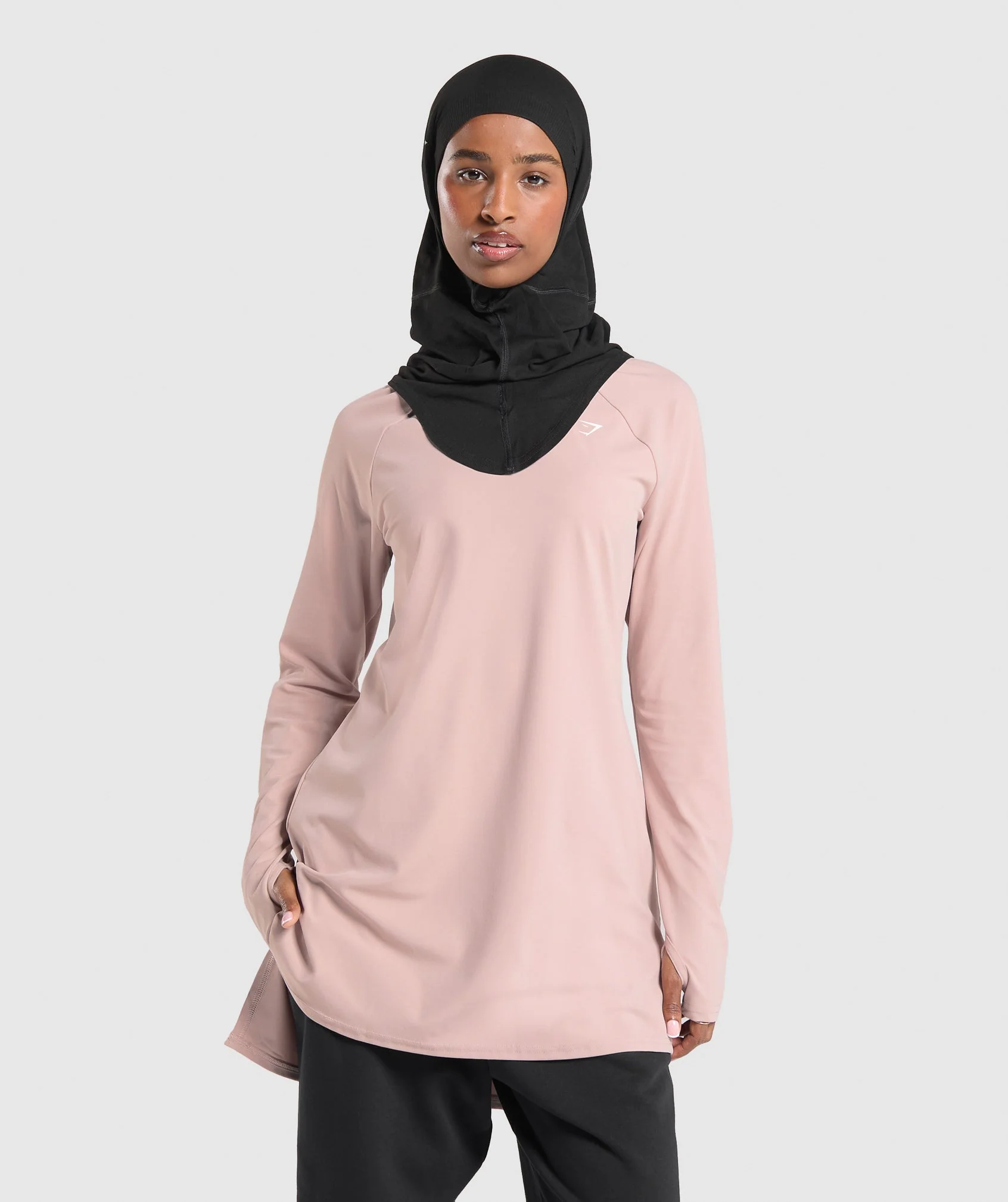 Gymshark Long Line Long Sleeve Top - Muted Pink