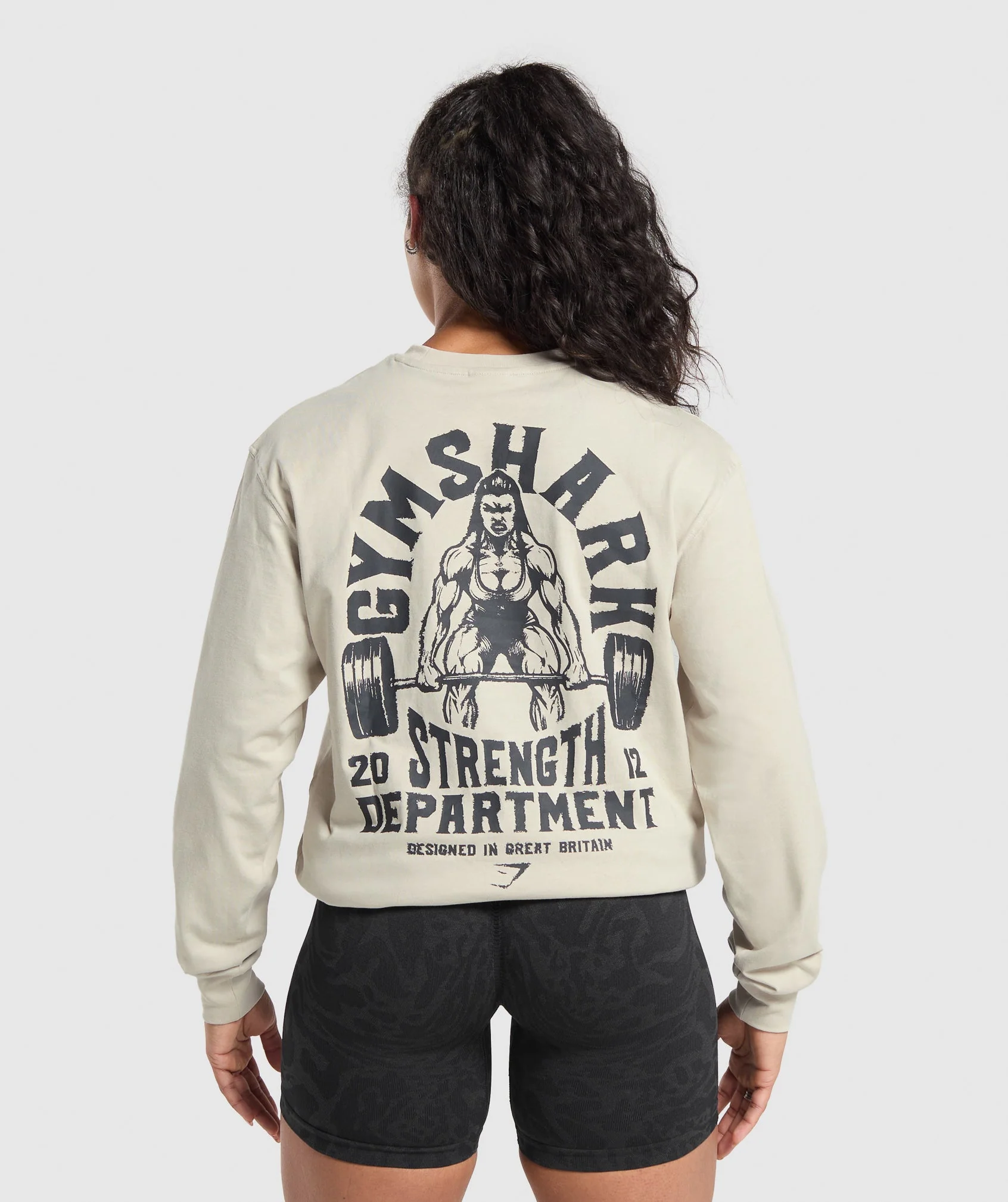 Gymshark Strength Department Graphic LS Top - Pebble Grey
