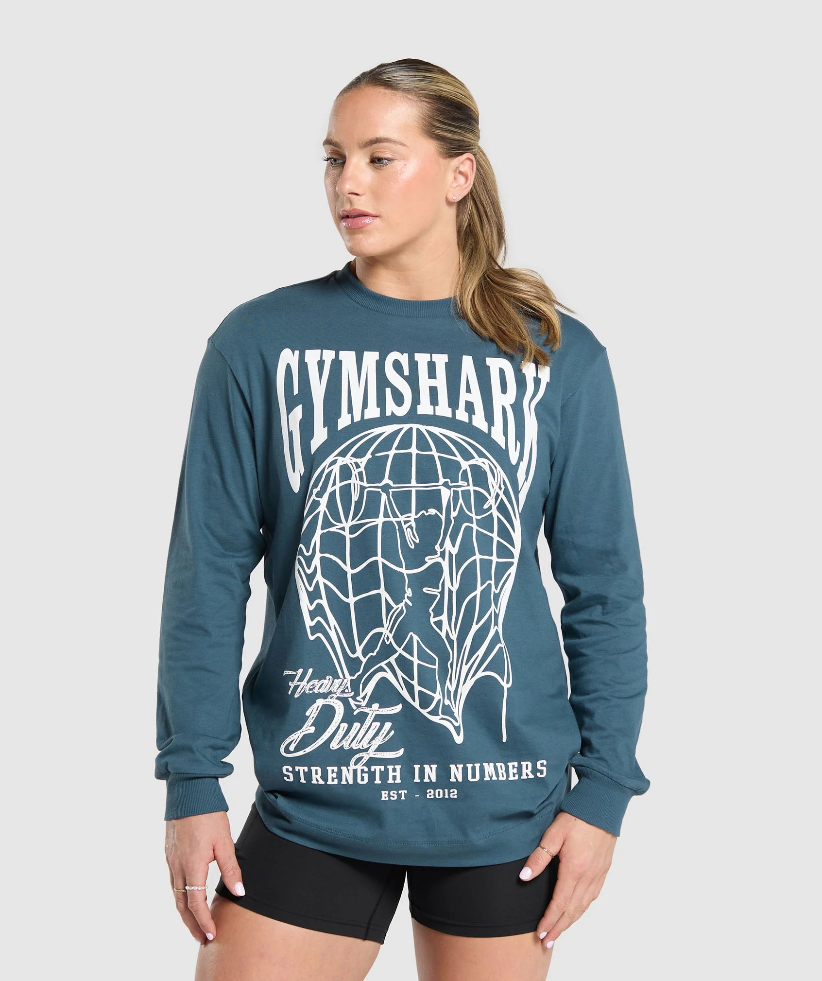 Gymshark Strength In Numbers Long Sleeve Top - Cargo Blue