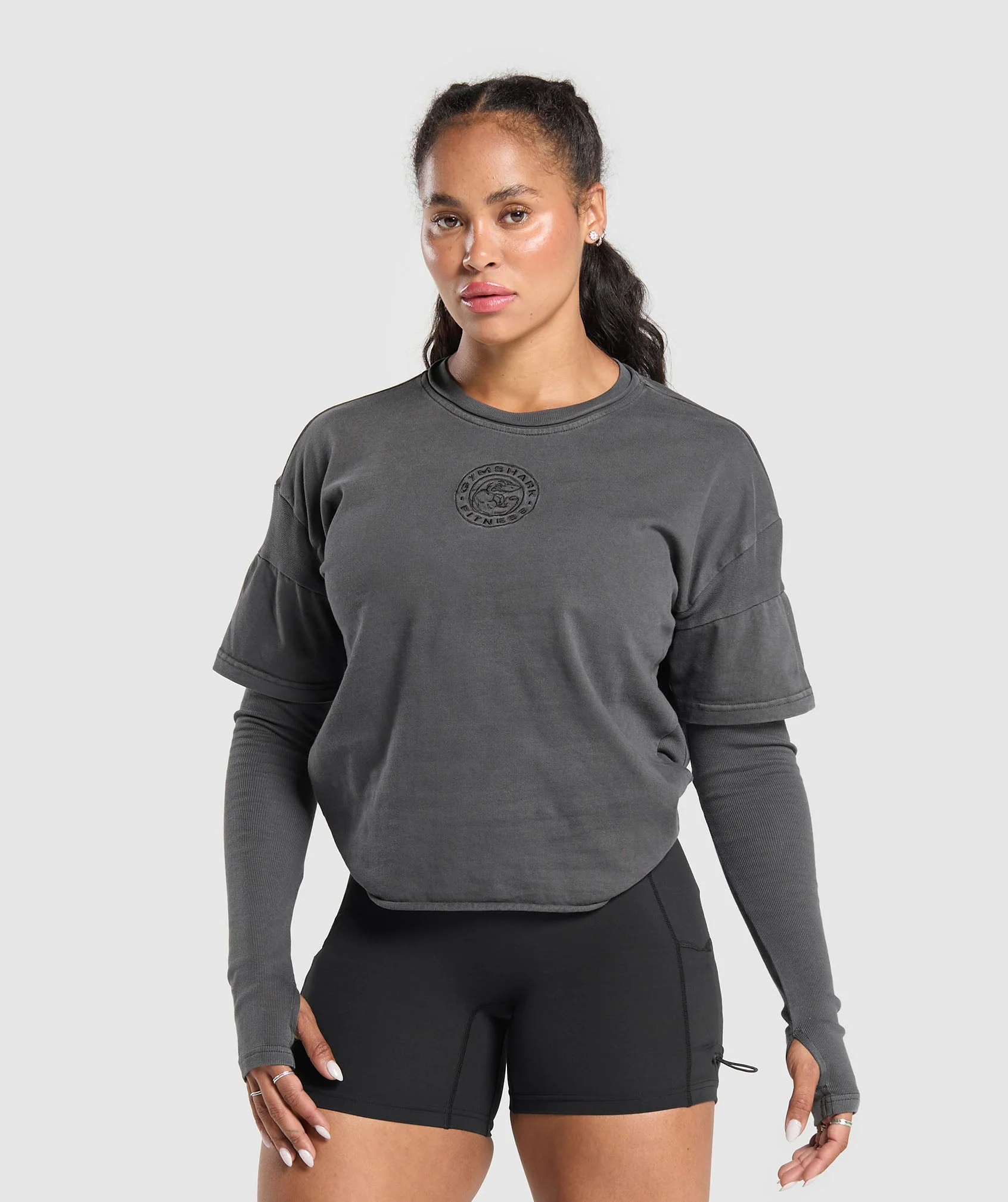 Gymshark Premium Legacy Washed 2-in-1 Long Sleeve - Black