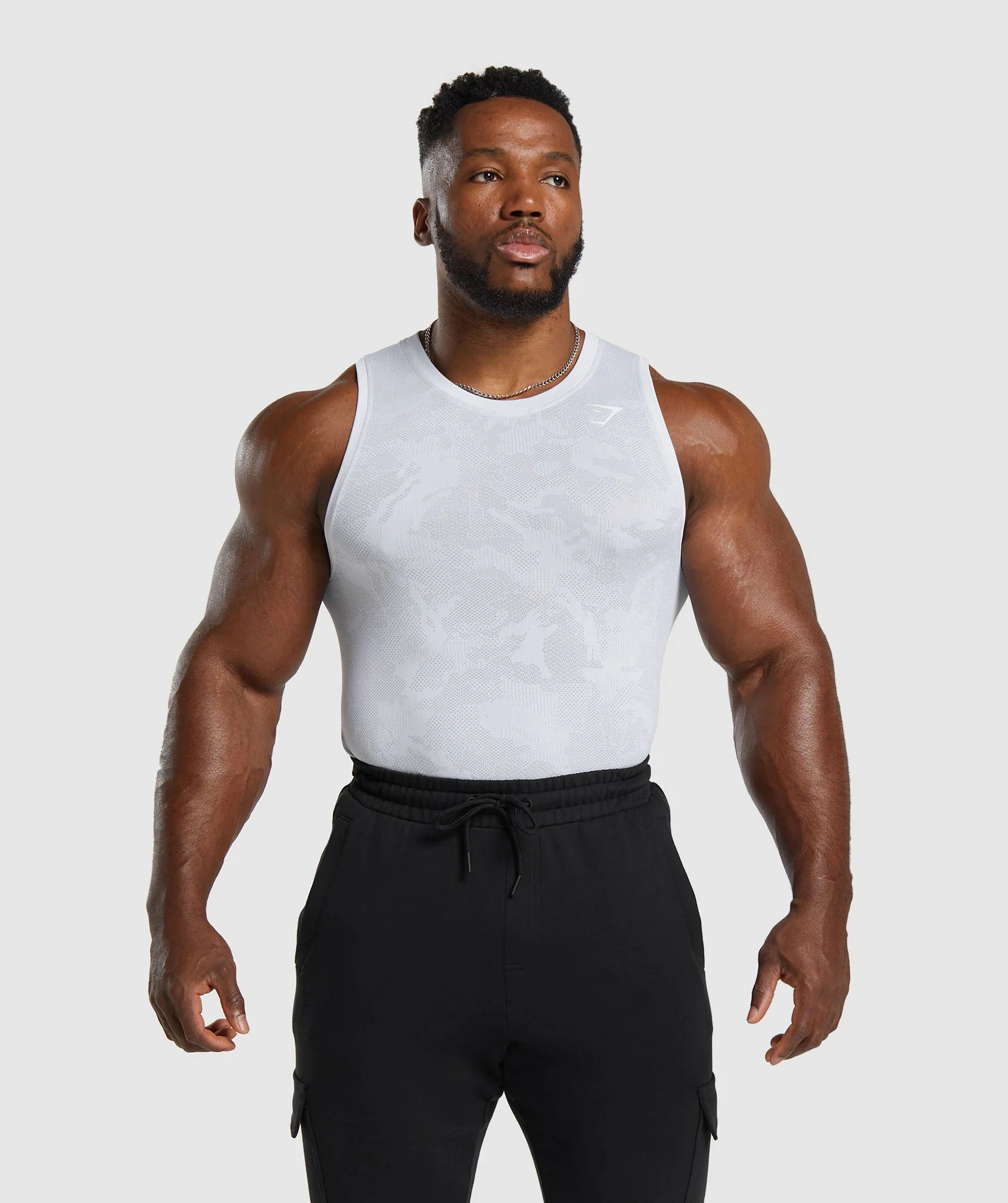 Gymshark Geo Seamless Tank - White/Light Grey