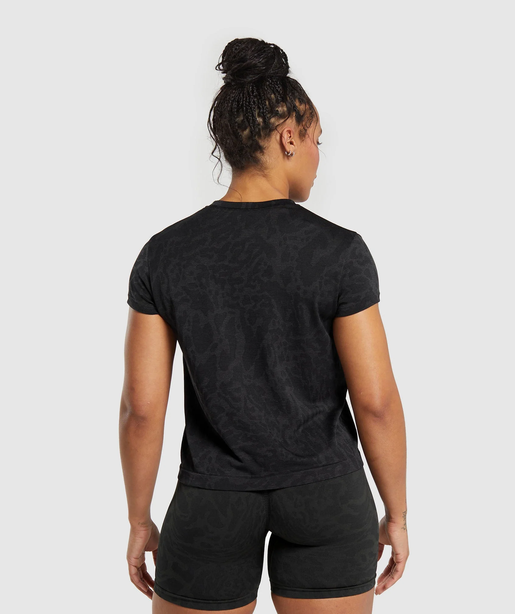 Gymshark Adapt Safari Seamless T-Shirt - Black/Asphalt Grey