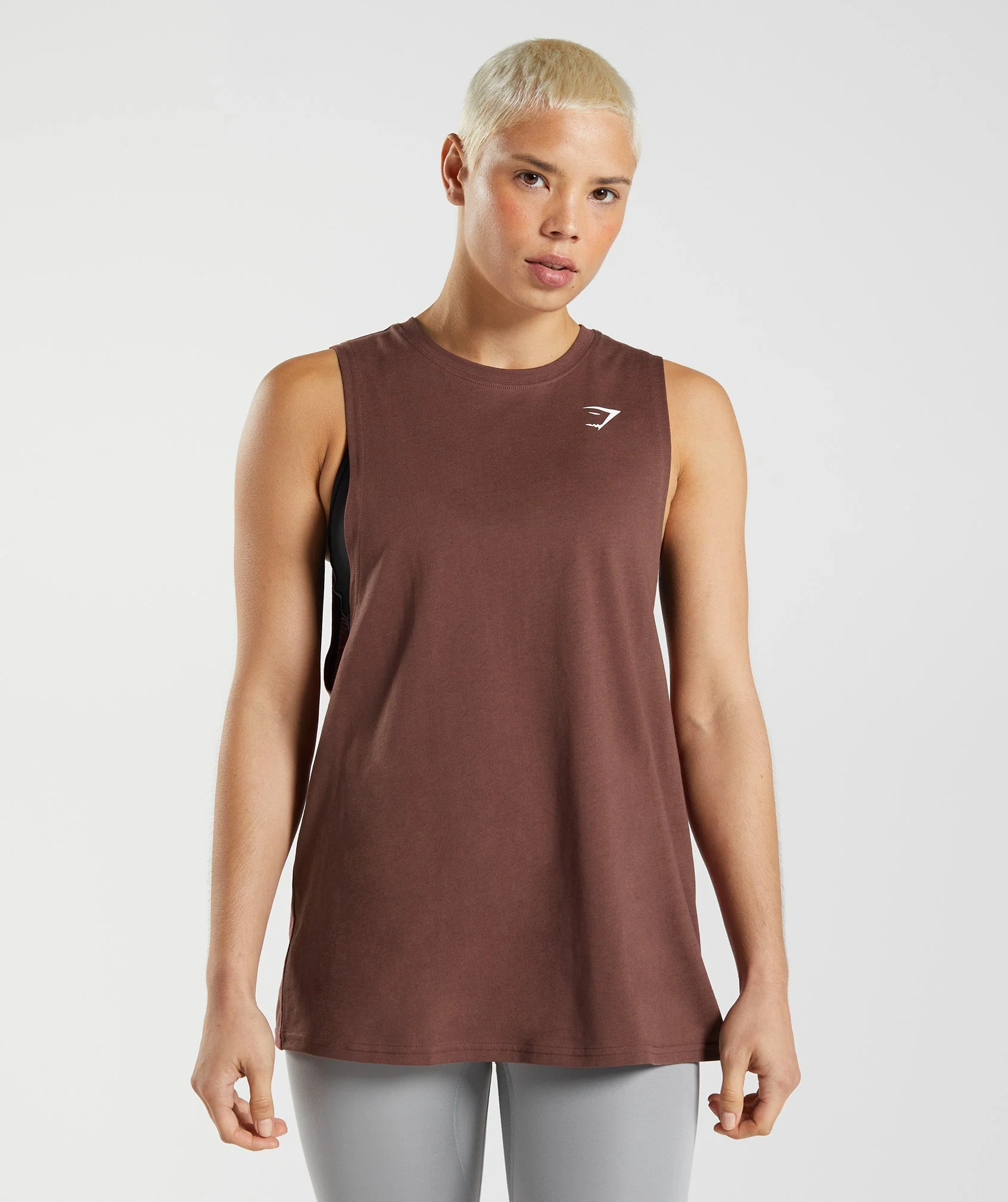 Gymshark Training Drop Arm Tank - Cherry Brown
