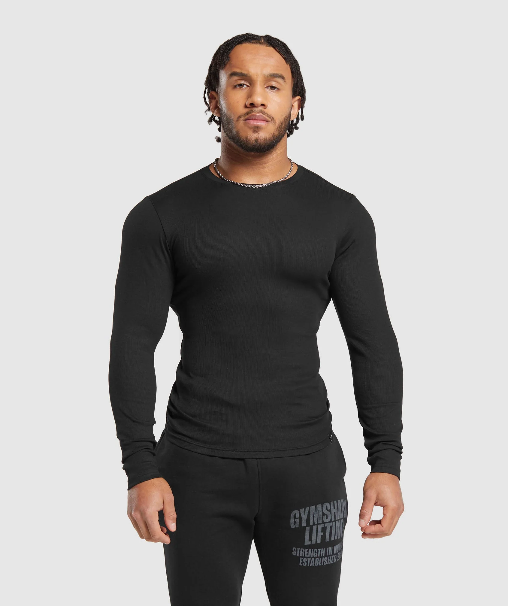 Gymshark Ribbed Long Sleeve T-Shirt - Black