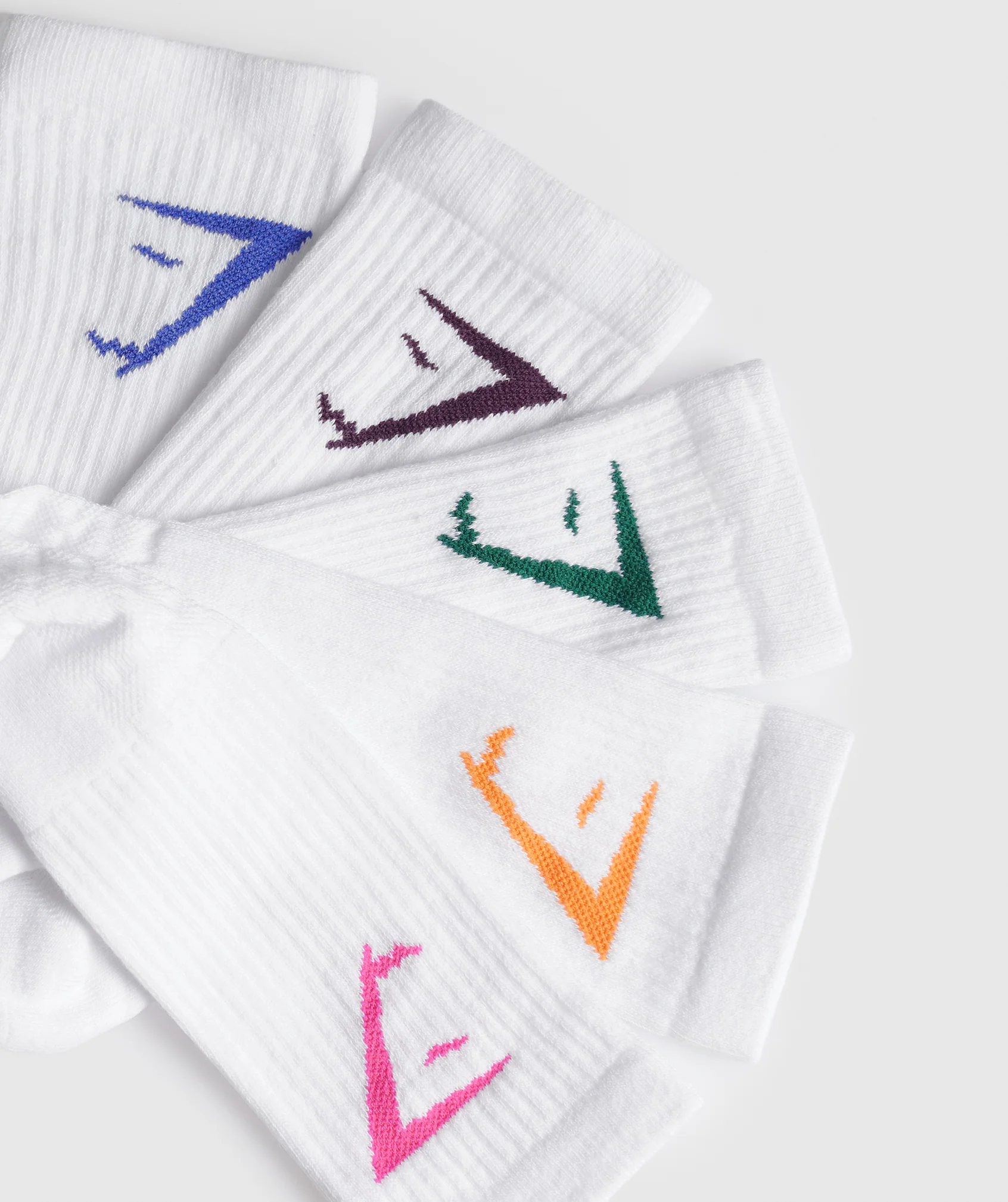 Gymshark Crew Socks 5pk - Blue/Purple/Teal/Pink/Orange