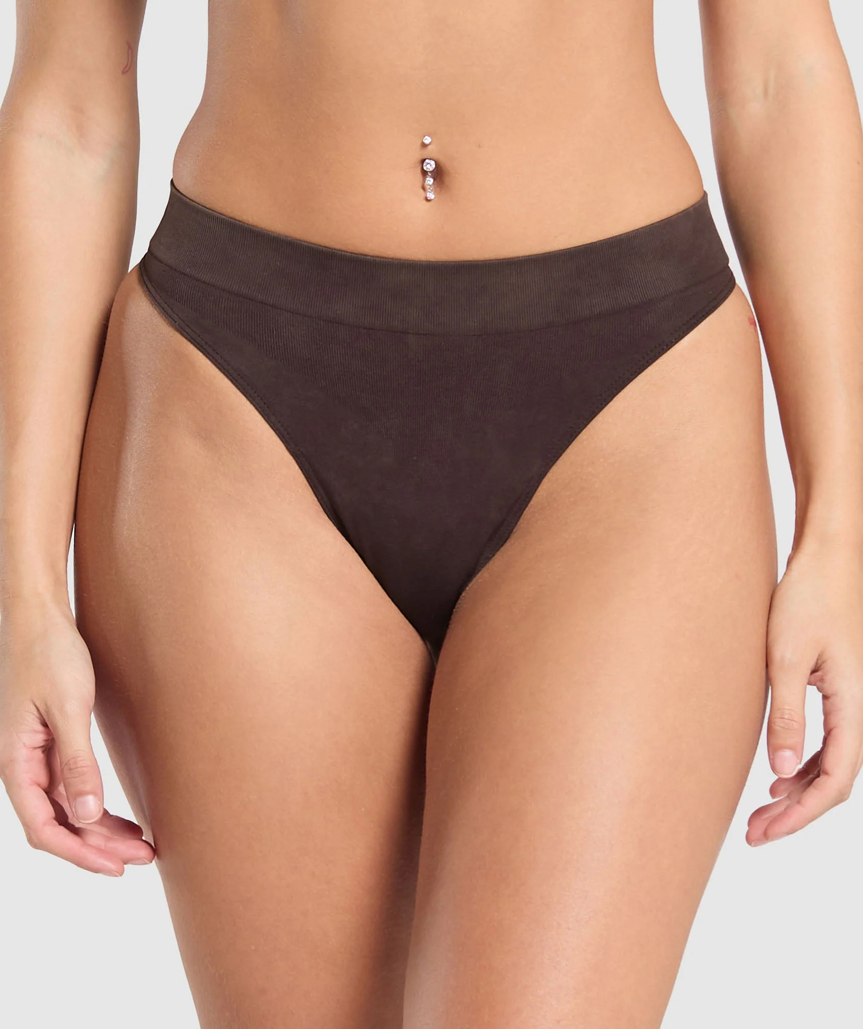 Gymshark Seamless High Leg Thong - Heritage Brown