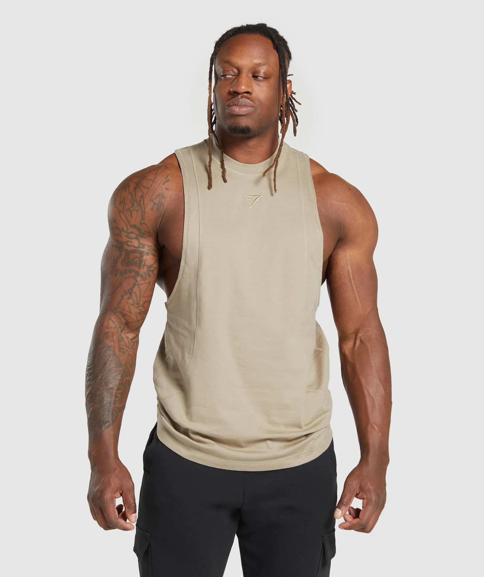 Gymshark Premium Lifting Drop Arm Tank - Sand Brown