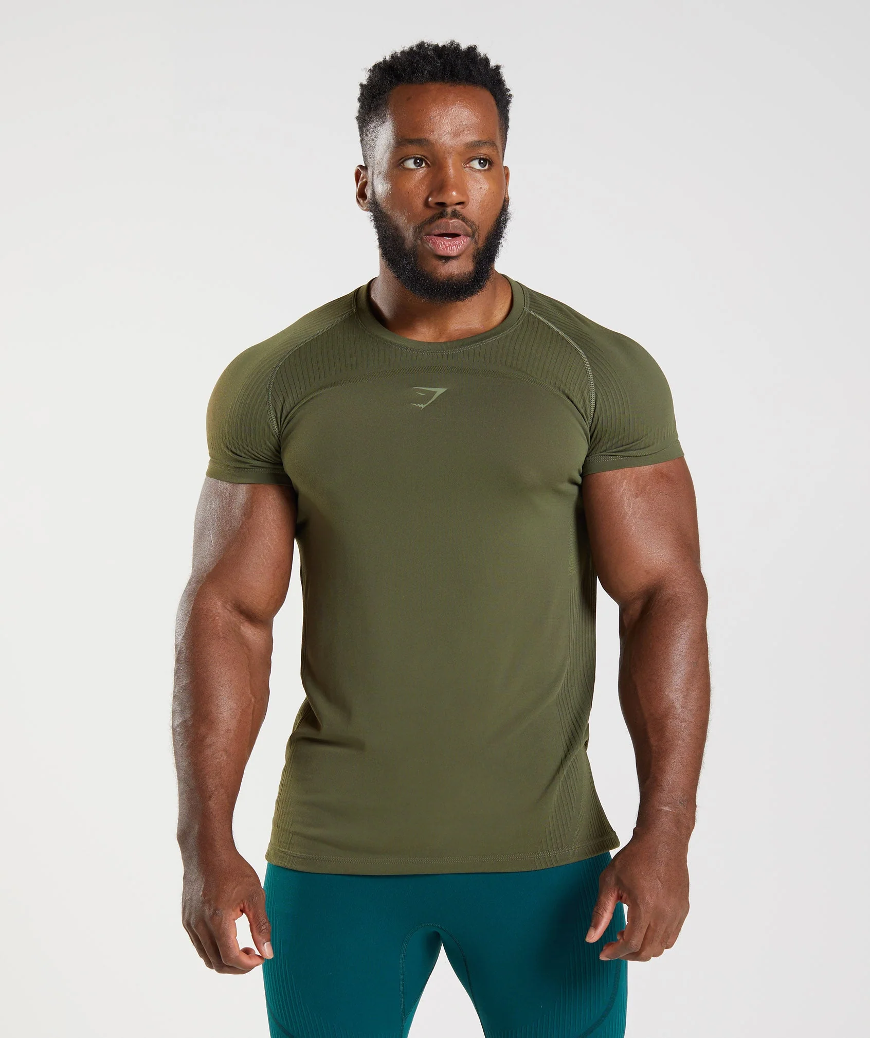 Gymshark 315 Seamless T-Shirt - Core Olive/Marsh Green