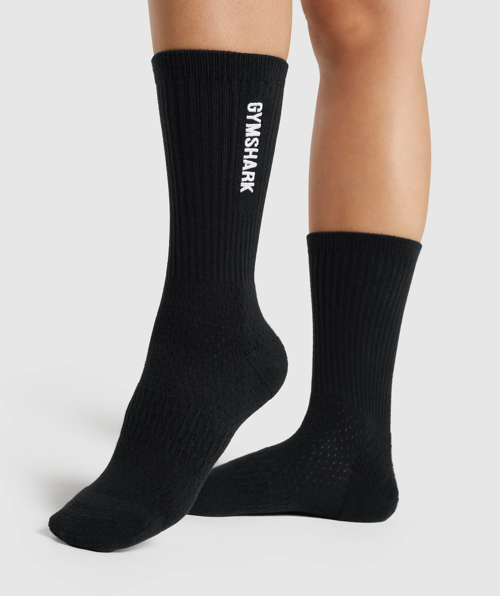 Gymshark Premium Embroidered Crew Sock 1pk - Black