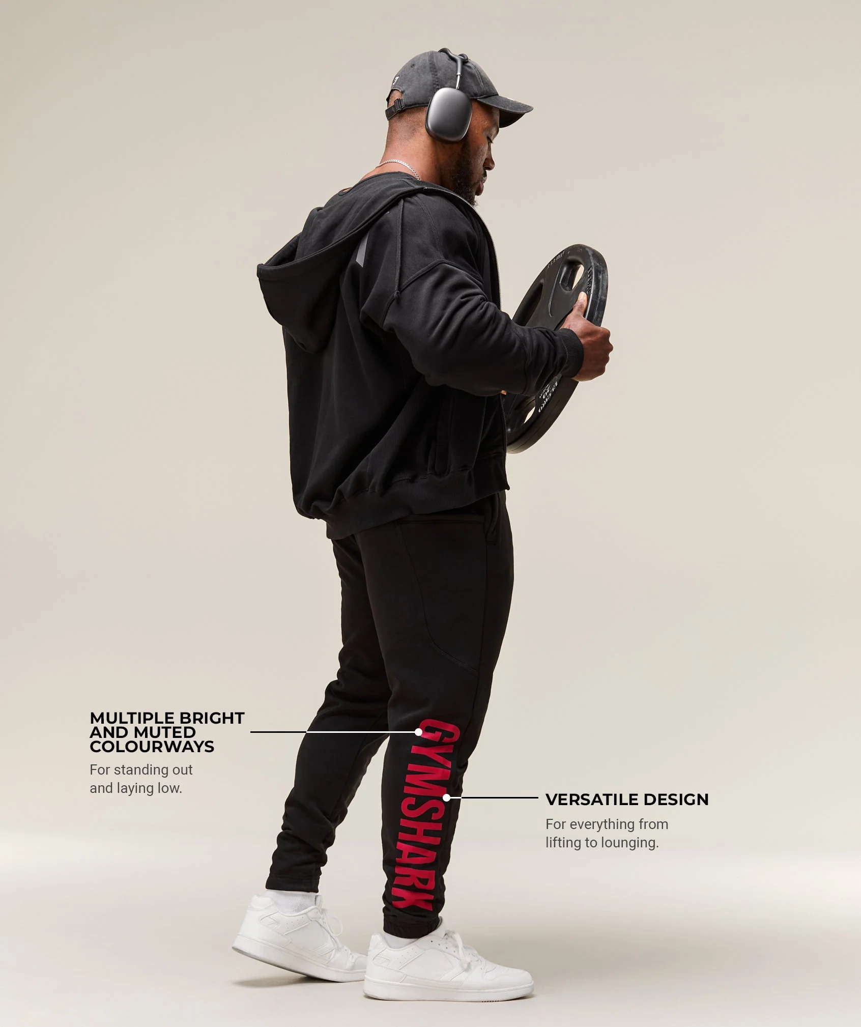 Gymshark Power Joggers - Black/Conditioning Red
