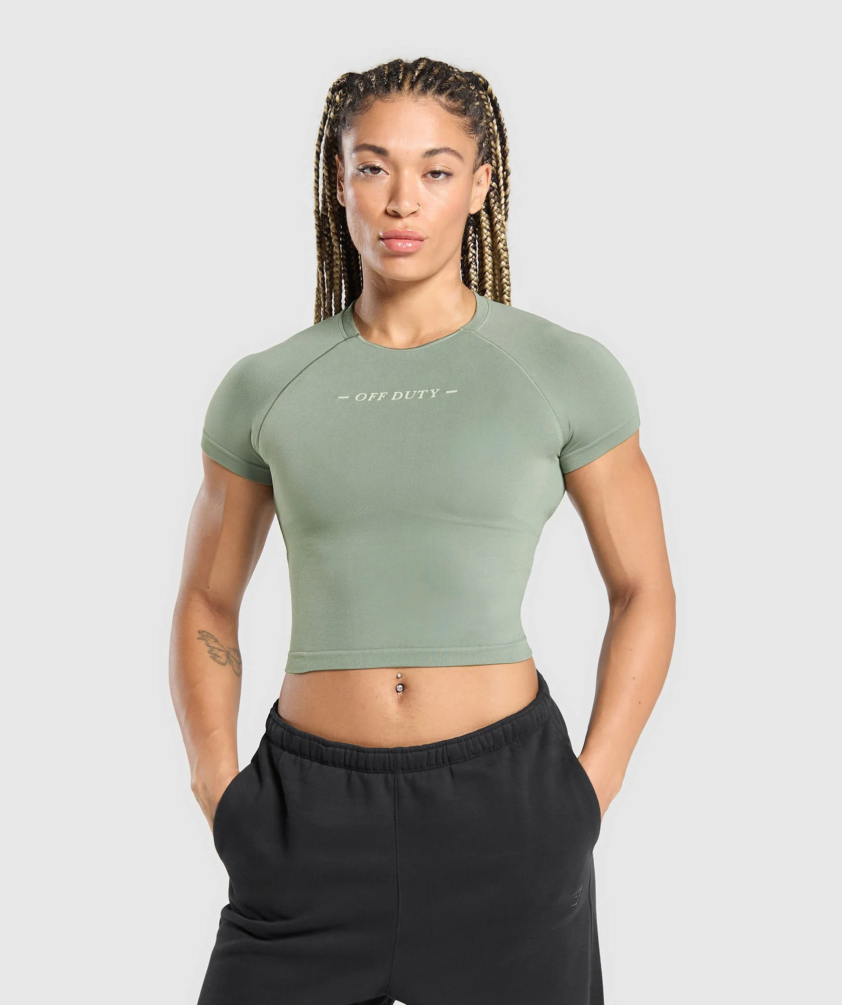 Gymshark Off Duty Seamless Baby Tee - Unit Green