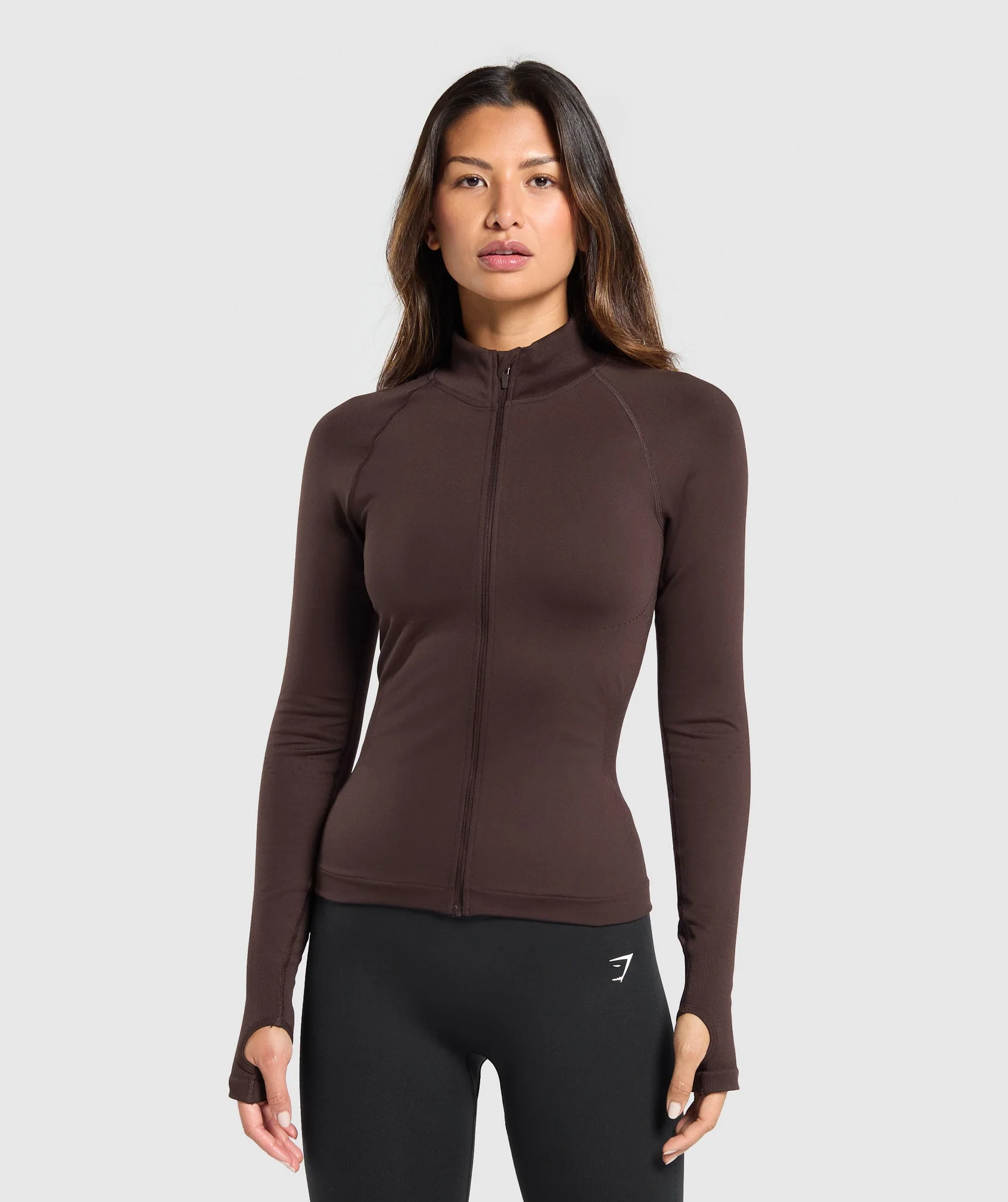 Gymshark Sweat Seamless Zip Up Jacket - Heritage Brown