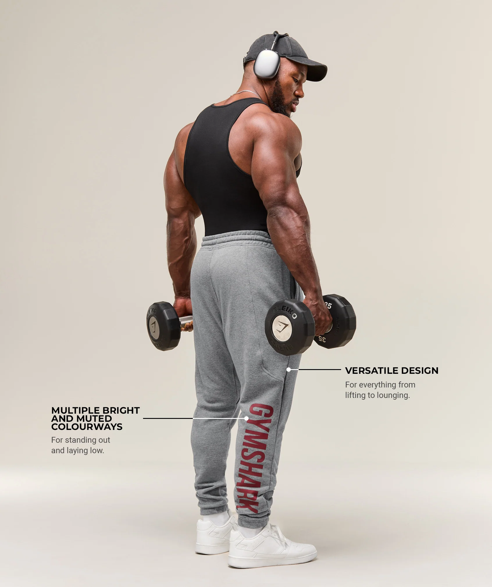 Gymshark Power Wordmark Joggers - Charcoal Core Marl