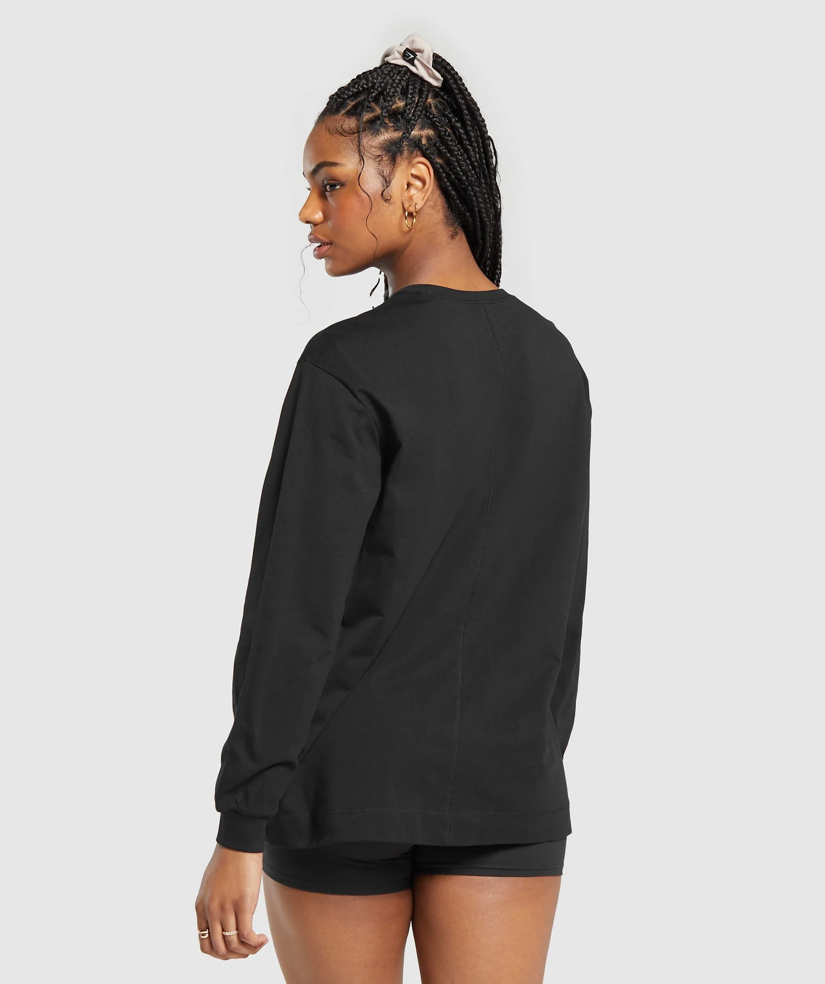 Gymshark Cotton Oversized Long Sleeve Top - Black