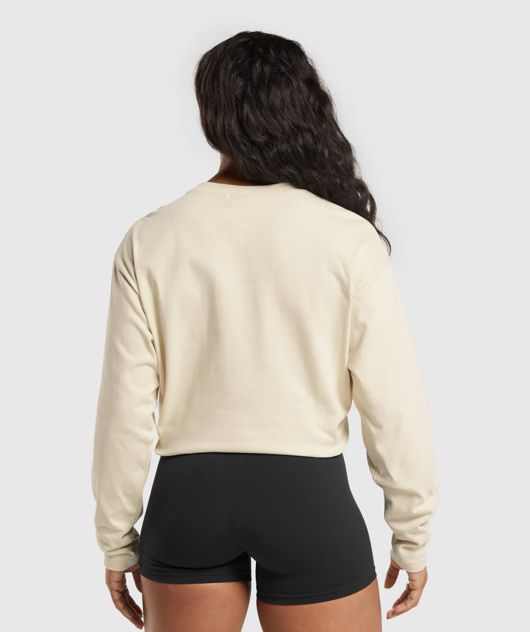 Gymshark Heavyweight Cotton Long Sleeve Top - Ecru White
