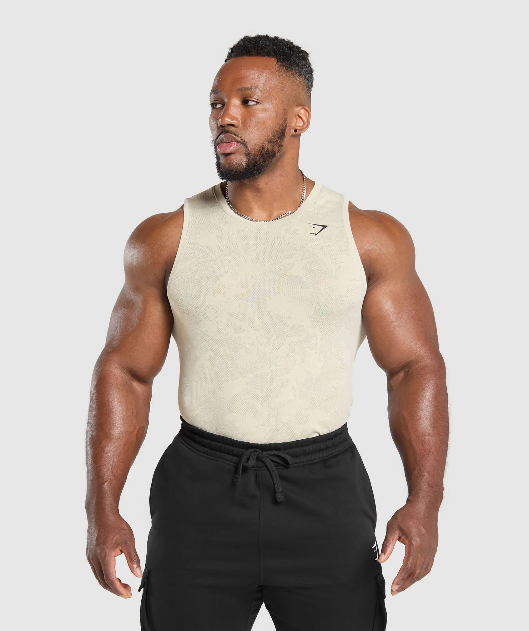 Gymshark Geo Seamless Tank - Pebble Grey/Cement Brown
