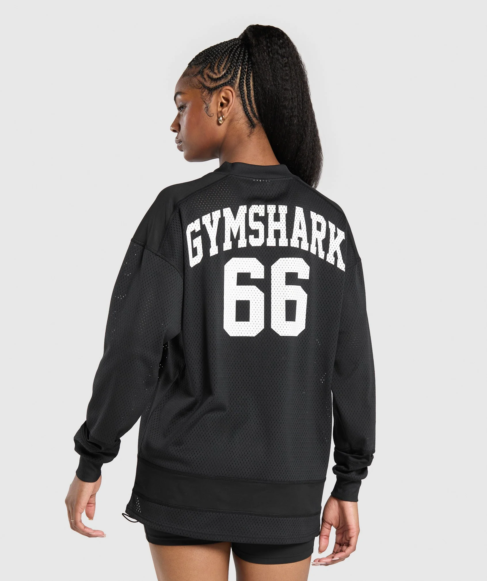 Gymshark Mesh Long Sleeve Varsity Top - Black