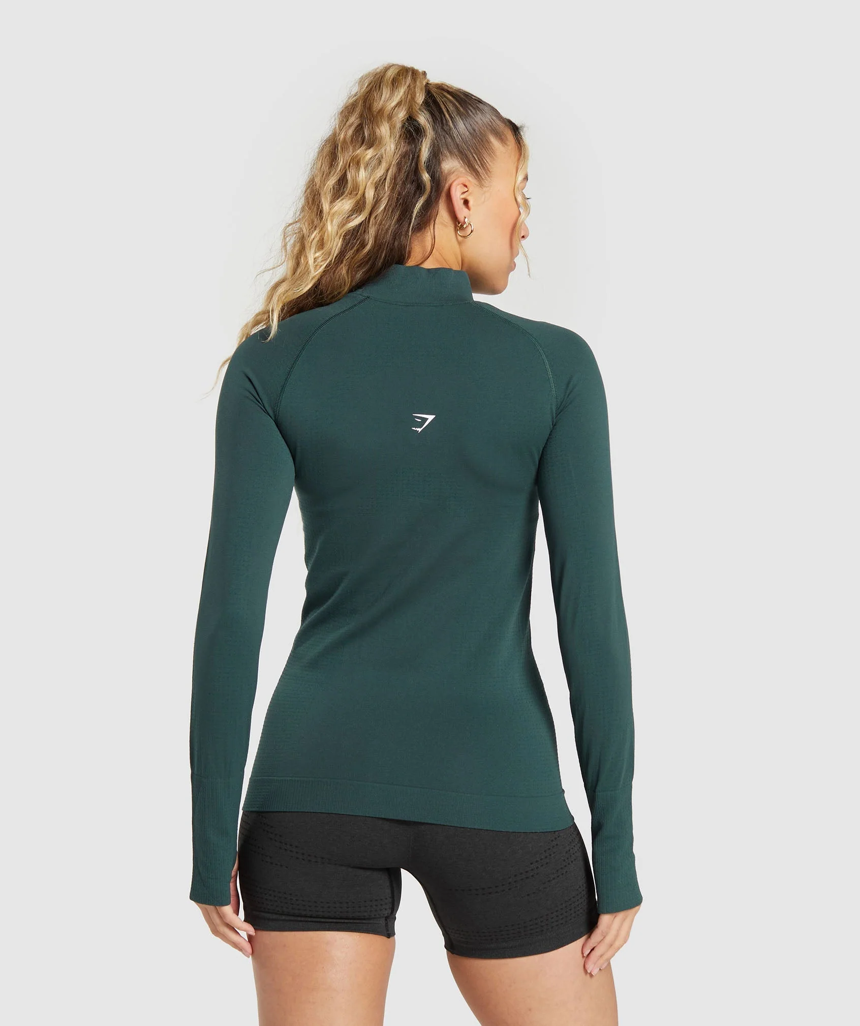Gymshark Vital Seamless 2.0 1/2 Zip - Woodland Green Marl