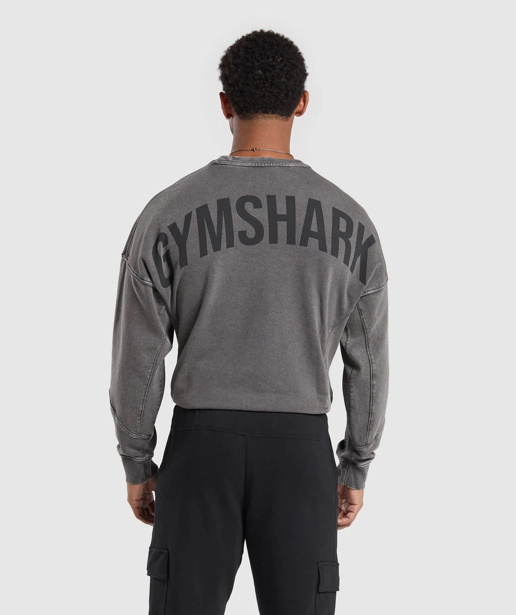 Gymshark Power Washed Crew - Onyx Grey
