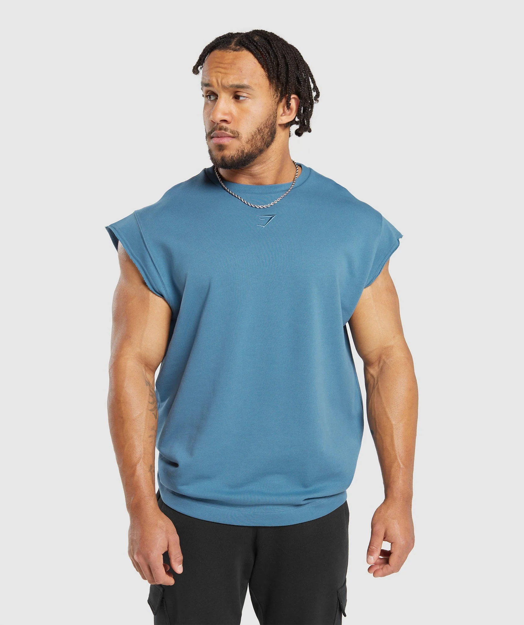 Gymshark Super Natural Cut Off Tank - Faded Blue
