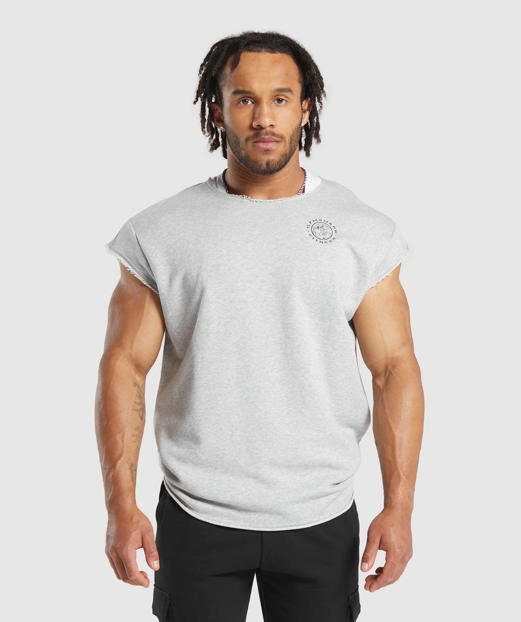 Gymshark Legacy Cap Sleeve Rag Top - Light Grey Core Marl