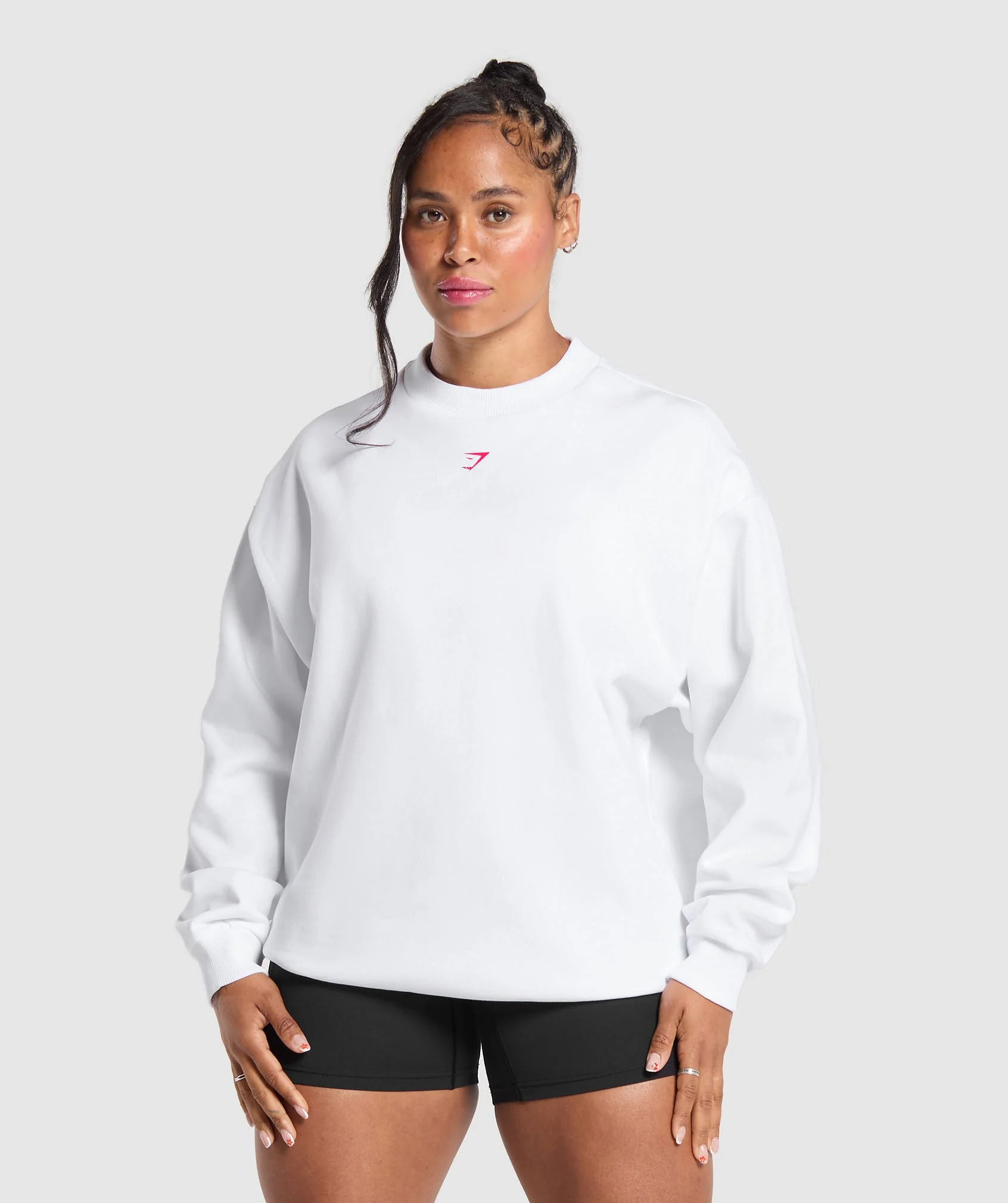 Gymshark Barbell Hearts Oversized Sweatshirt - White