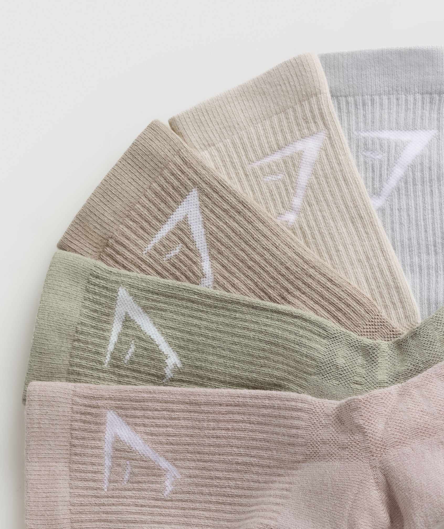 Gymshark Crew Socks 5pk - Pink/Grey/Green/Grey/Brown