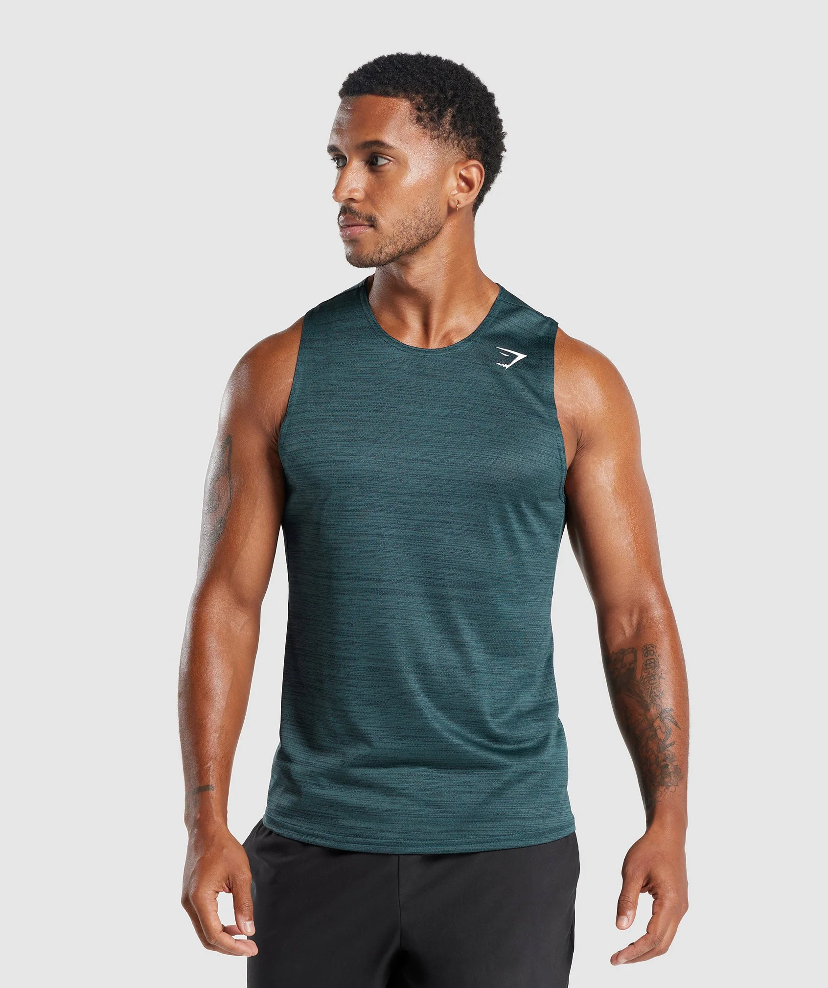Gymshark Arrival Marl Tank - Navy/Smokey Teal Marl