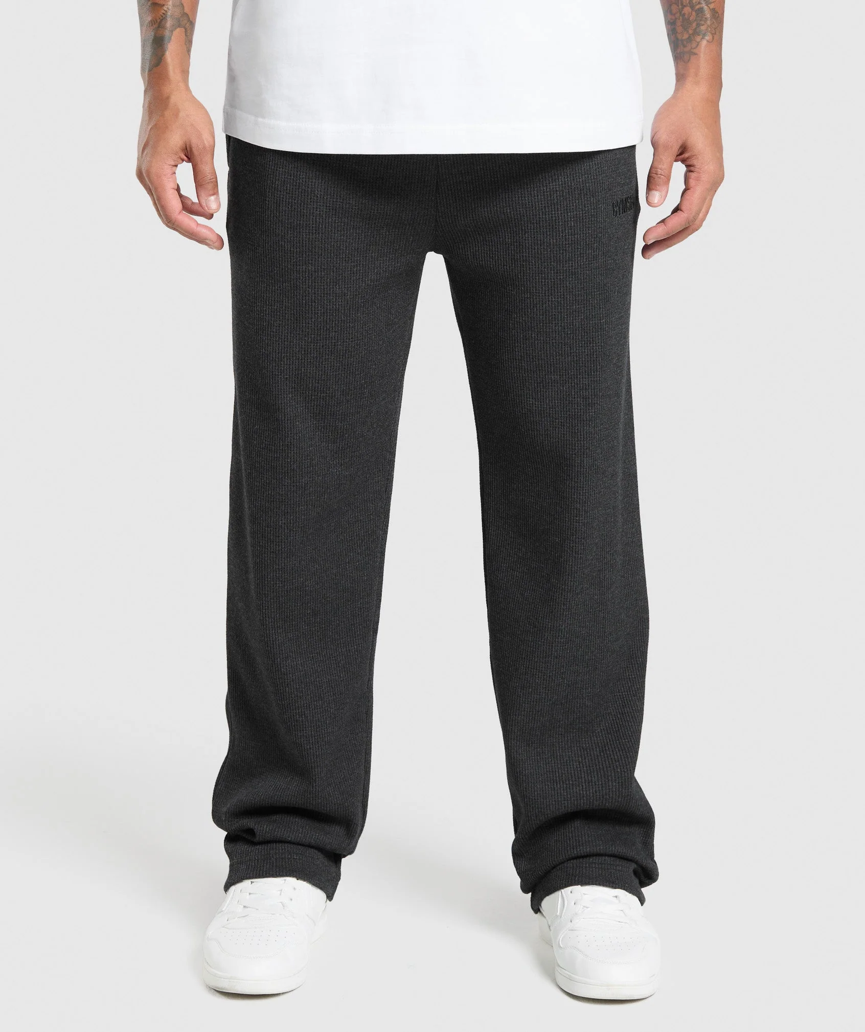 Gymshark Waffle Straight Leg Joggers - Black